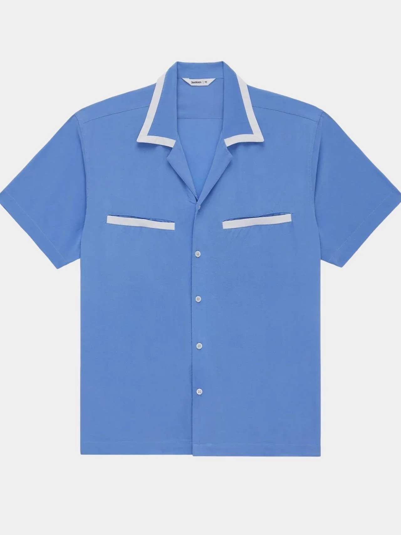 Bowling Shirt in Powder Blue Silk