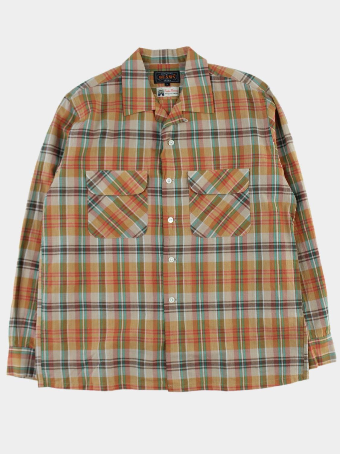 Open Collar Shirt in Mustard Madras