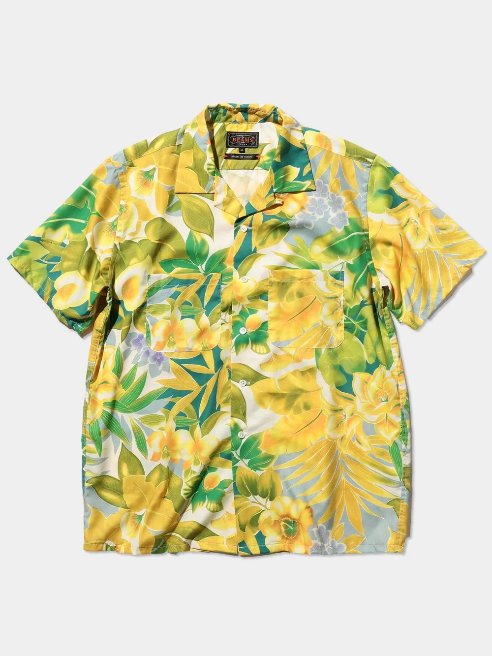 Open Collar Tropical Print Shirt in Yellow — Guevel.co