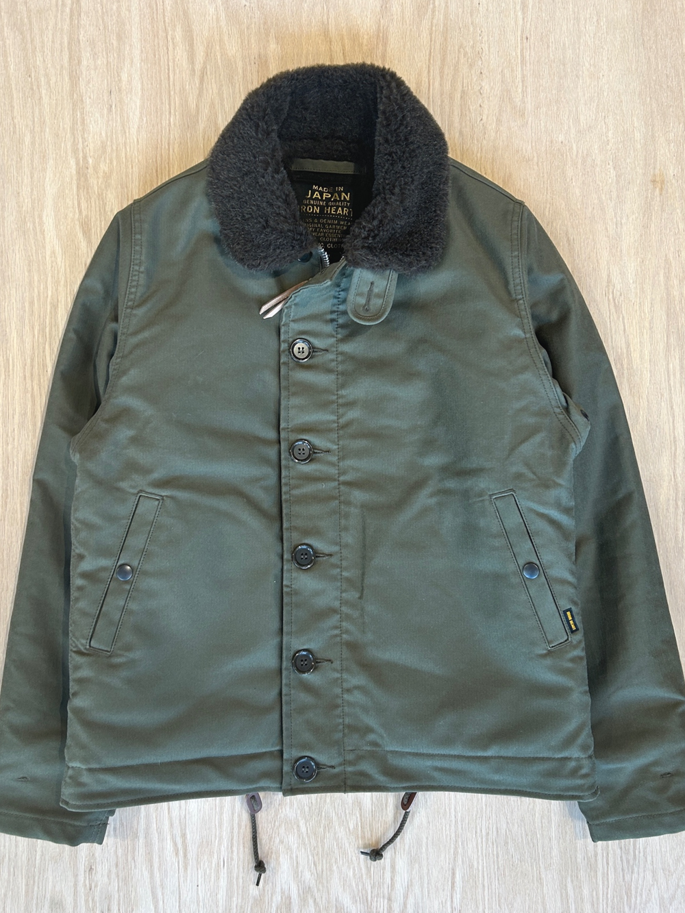 Oiled Whipcord N1 Deck Jacket in Army Green (IHM-37-GRN) — Guevel.co