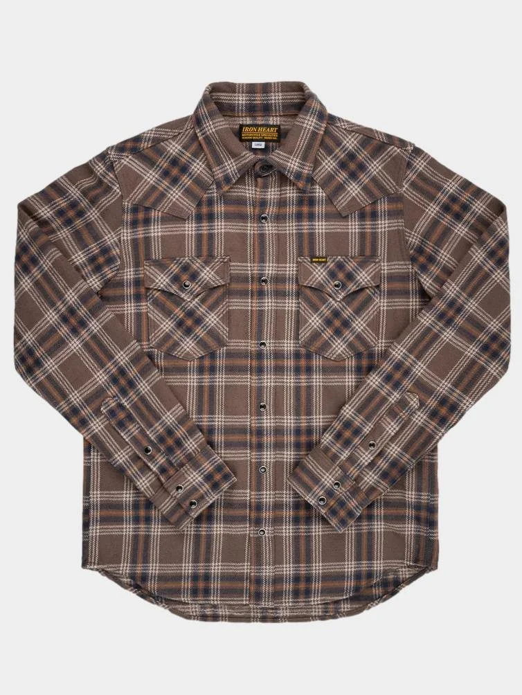 Slubby Heavy Flannel Check Western Shirt in Brown (IHSH-431-BRN)