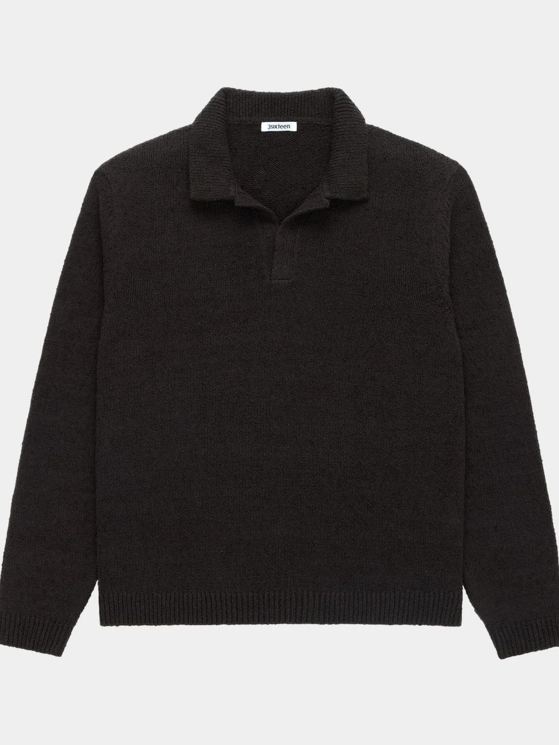 Long Sleeve Polo in Bark Boucle