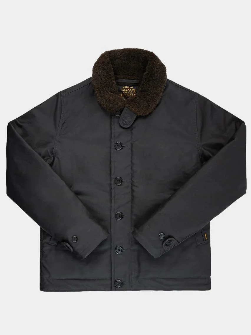 Oiled Whipcord N1 Deck Jacket  in Black (IHM-37-BLK)
