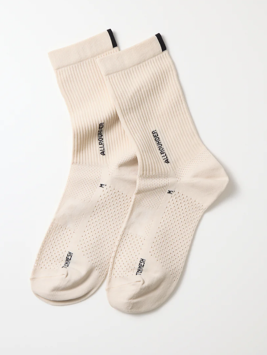 AllRounder Tech Mesh Crew Socks in Clay Beige