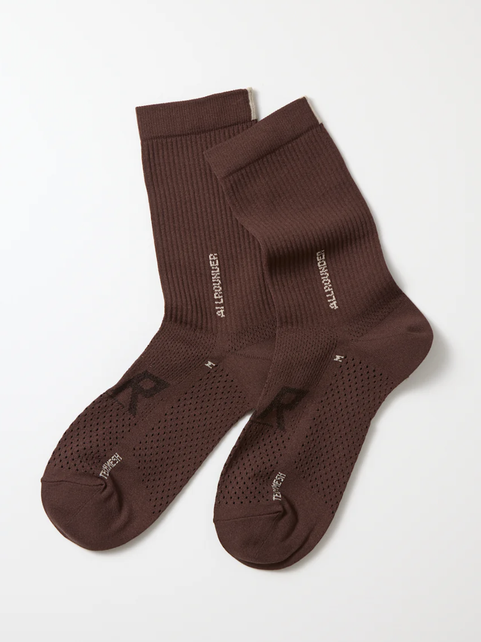 AllRounder Tech Mesh Crew Socks in Brown