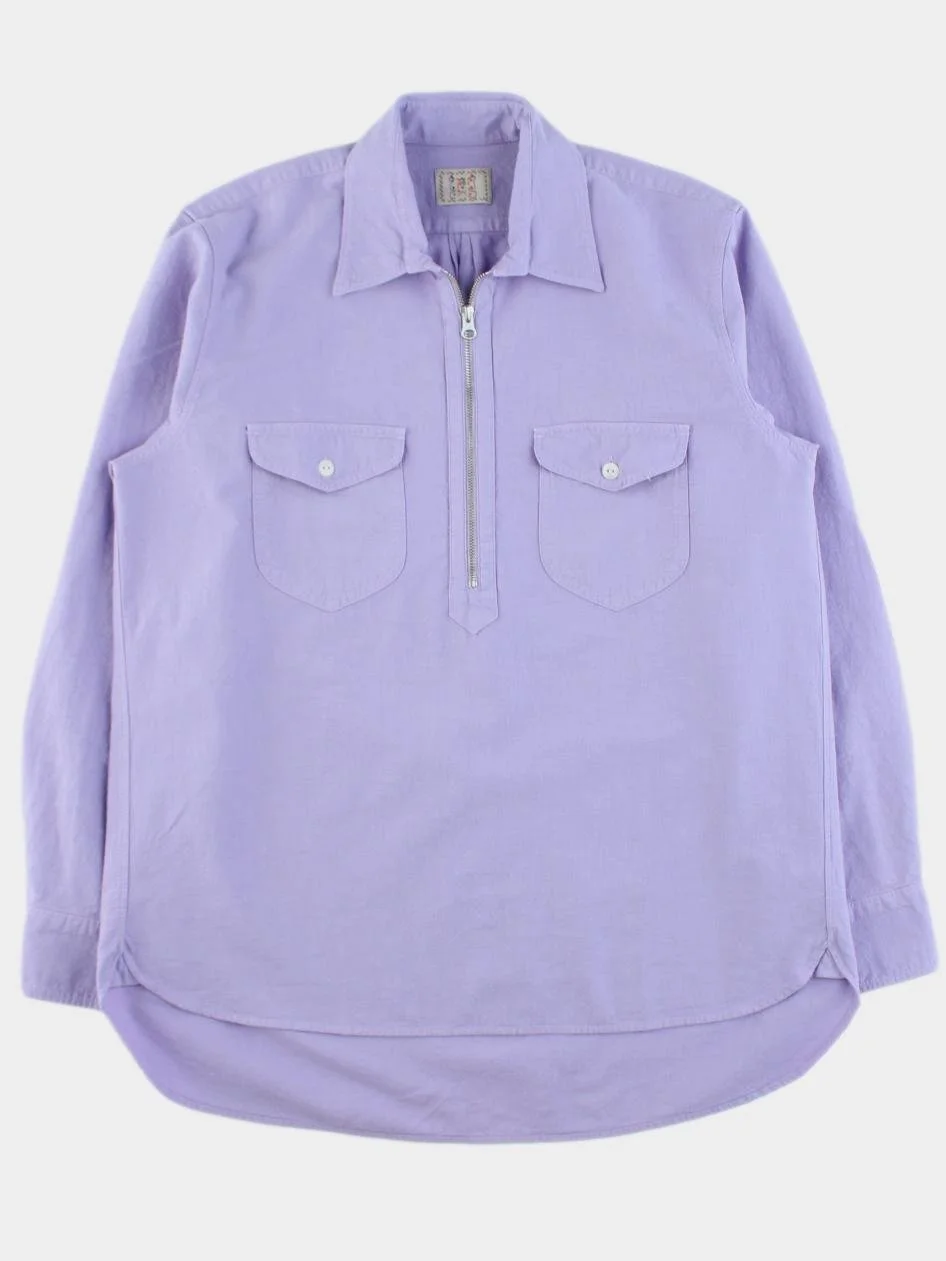 Aertex Half-Zip Shirt in Hazy Purple