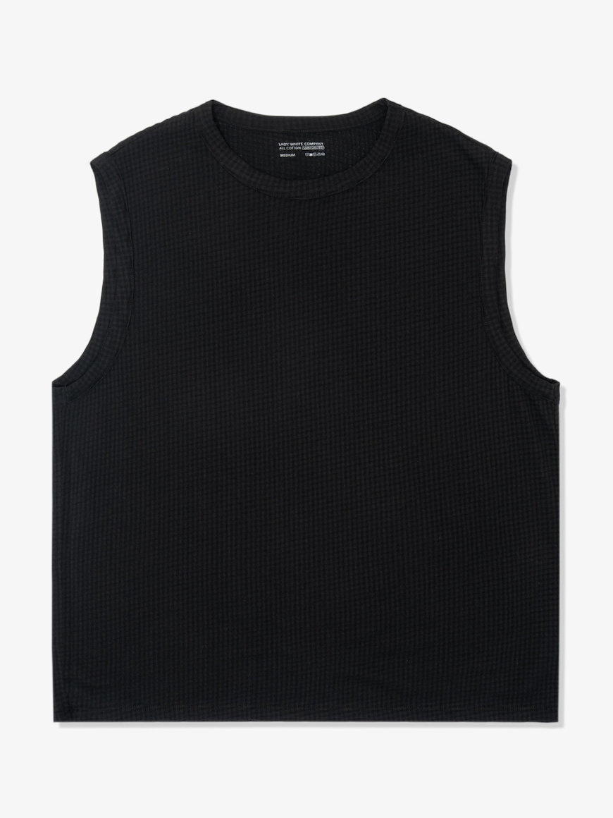 Gauze Sleeveless T-Shirt in Black