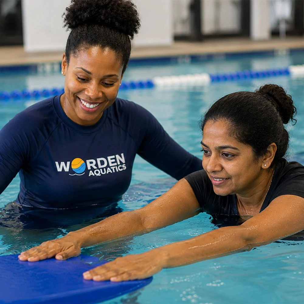 Private swim lessons for adults in Nashville with Worden Aquatics.