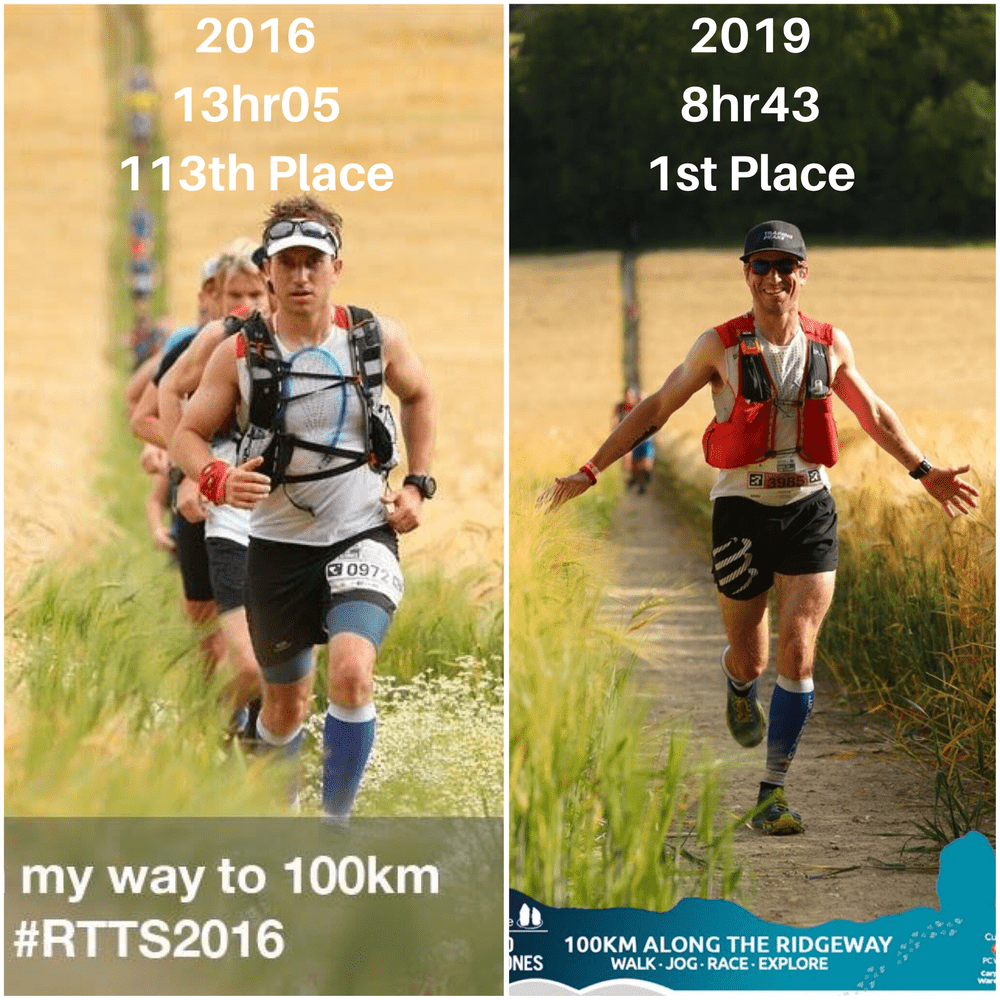 Tim at Race to the Stones: 113th place in 2016 and 1st place in 2019