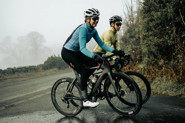 Tim riding gravel with a training partner
