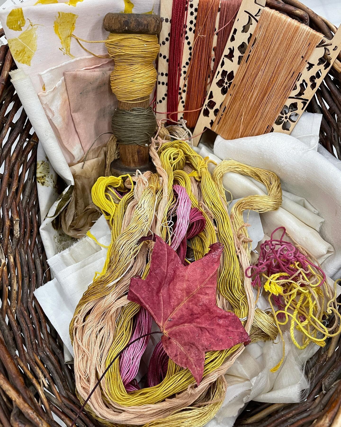 Fall dyeing of thread and fabric for a stitching workshop that is in the works. Look on my website under retreats. A wonderful venture being created with @elisepreiss and @culverlesley coming up in June. #narrativestitching  #meditativestitching #sew