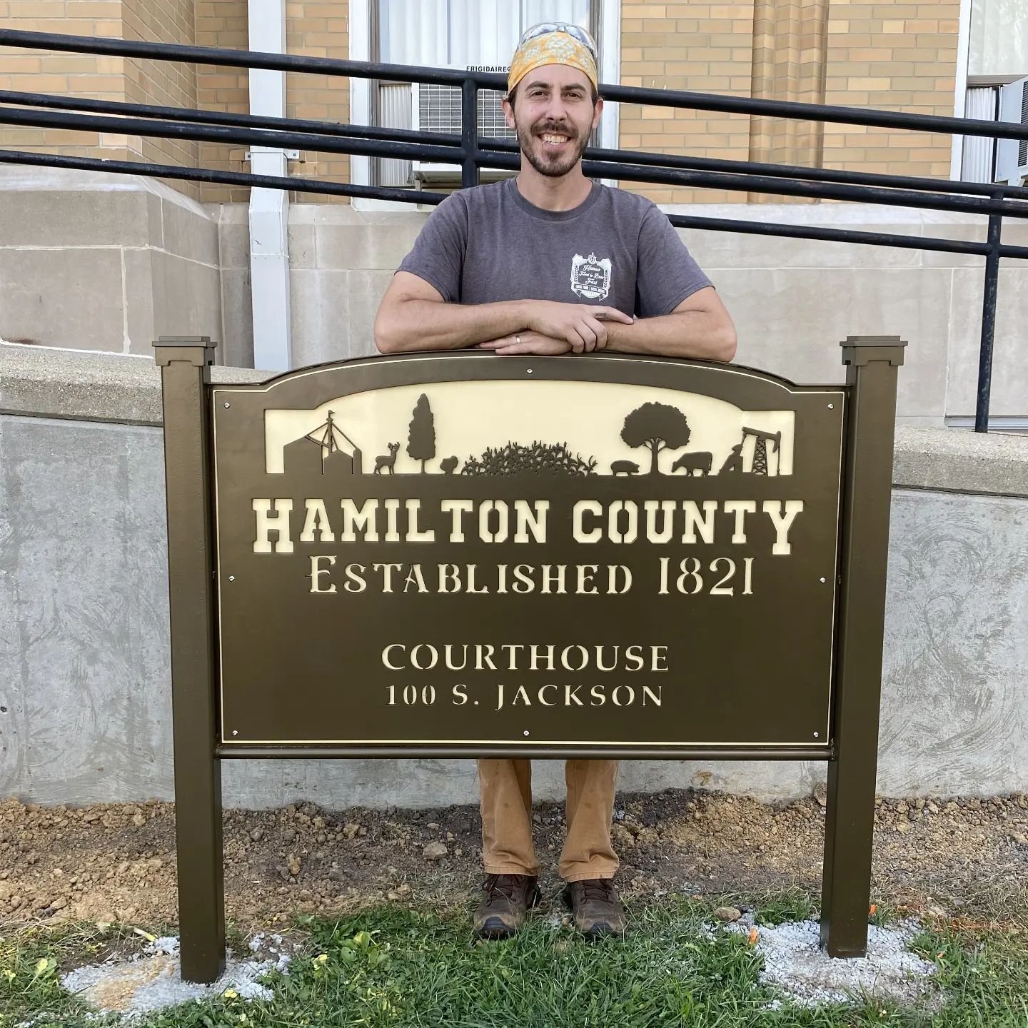 I'm very happy in having the opportunity to create this sign for the Hamilton County Bicentennial. I wanted the imagery to reflect the many industries that helped grow our county over the last 200 years. Thank you to everyone who helped complete this