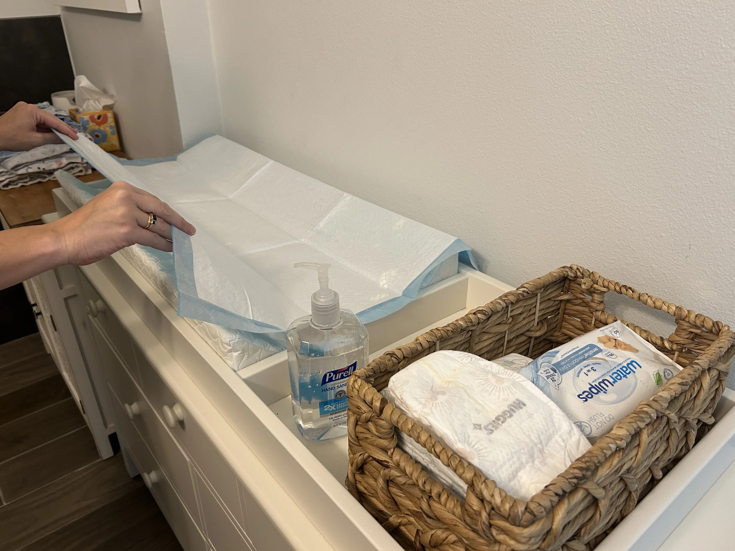 chux pad sanitized changing table hand sanitizer