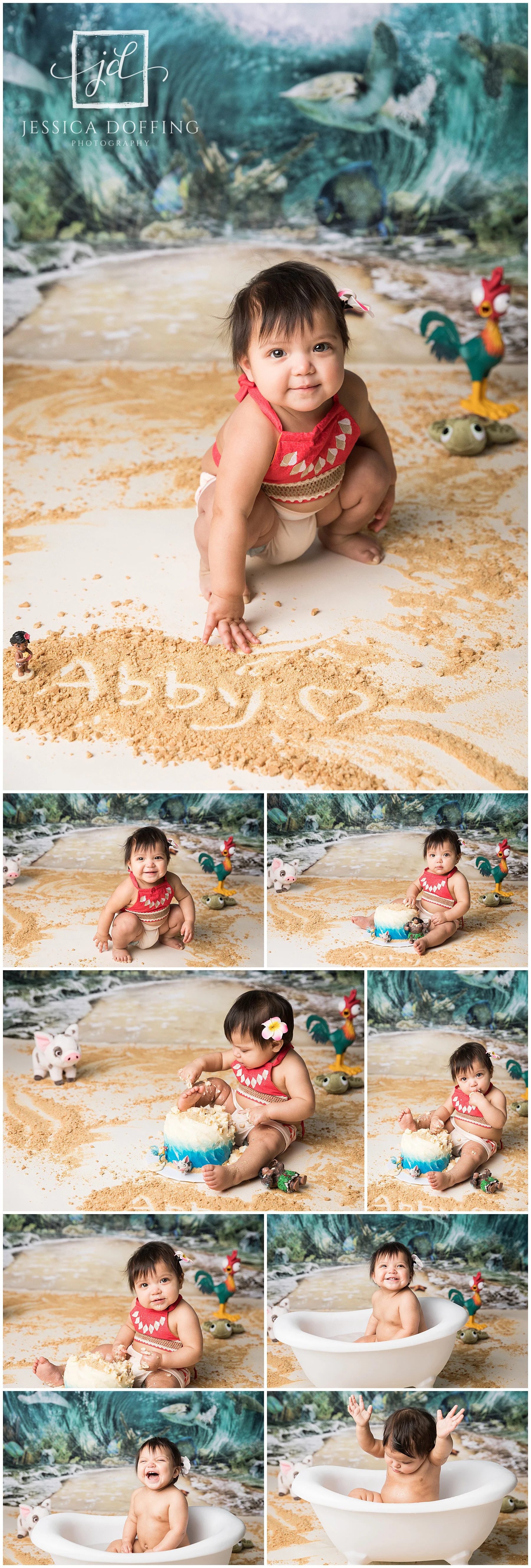 Moana themed cake smash session in Austin TX