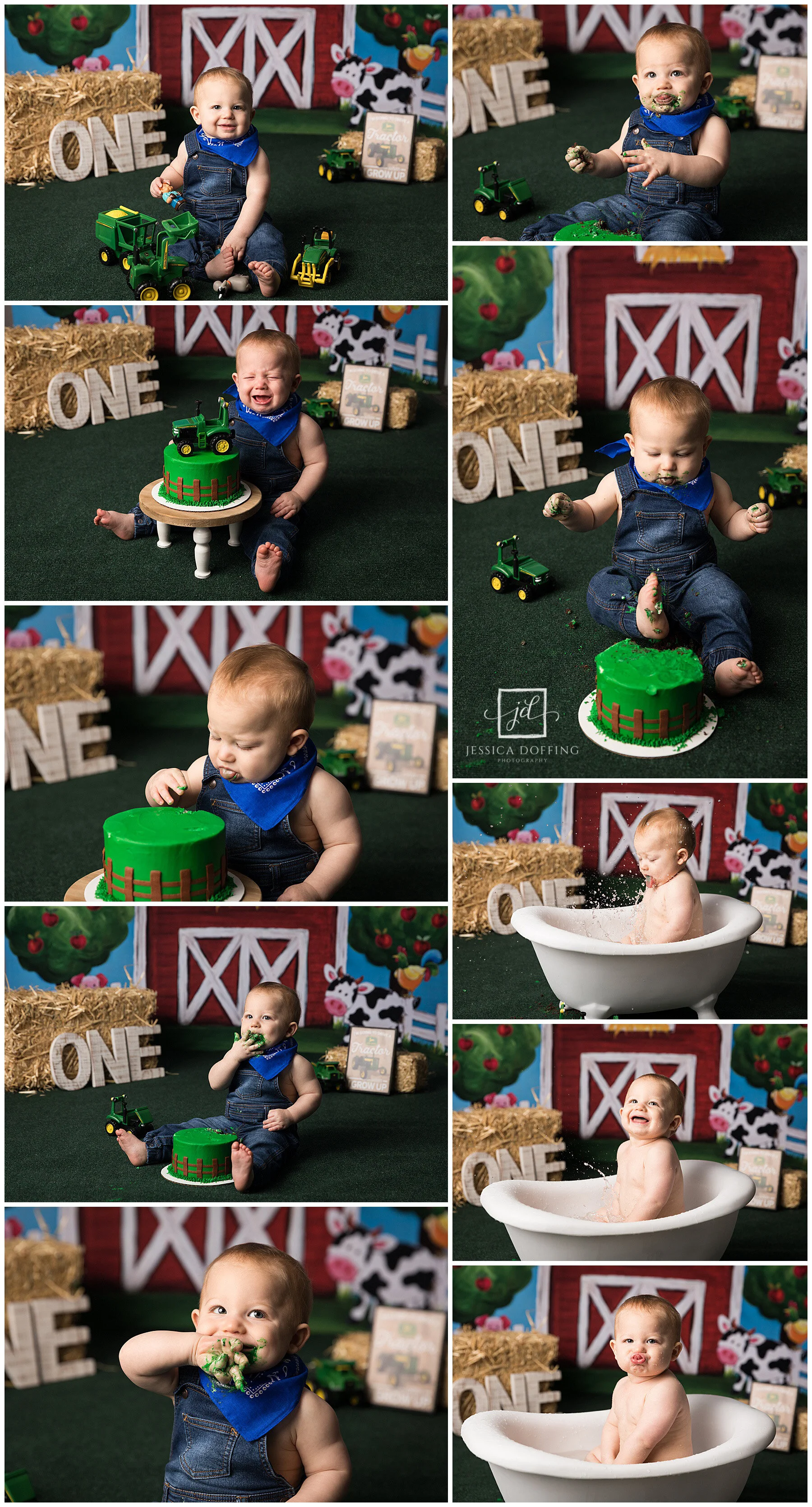 Farm themed first birthday photo session with rustic props and textures