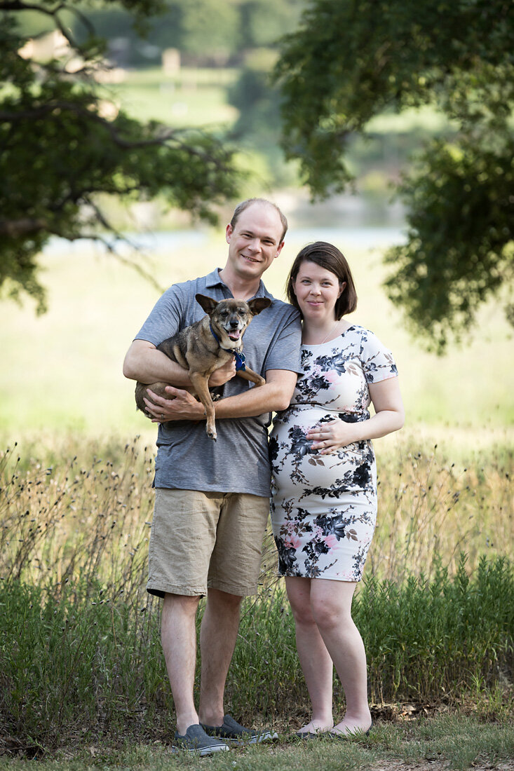 maternity couple with dog