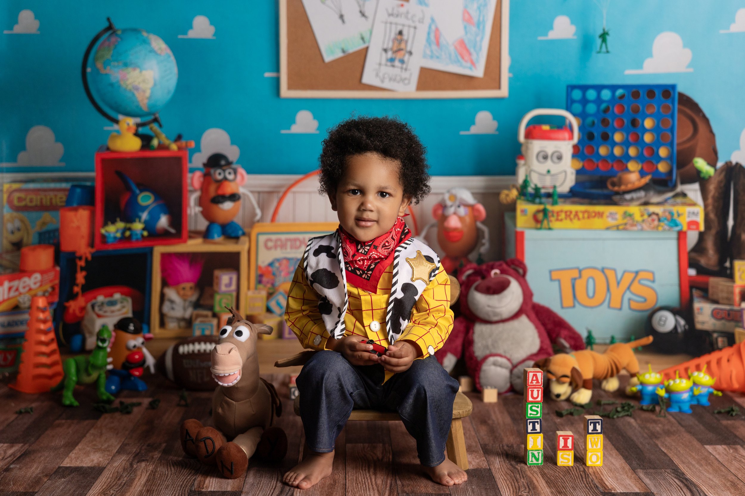 toy story 2 year old photoshoot austin toddler milestone session