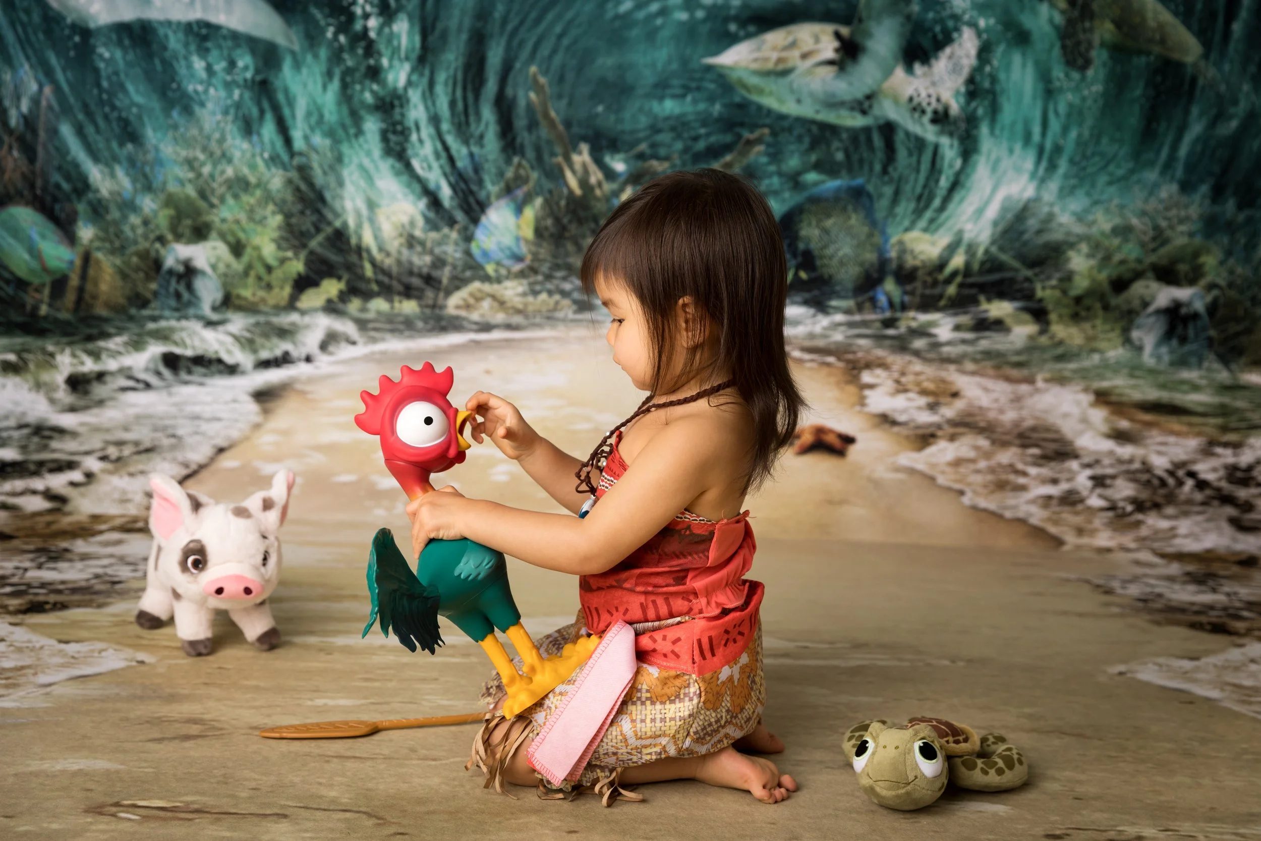 moana themed toddler birthday photoshoot island setup