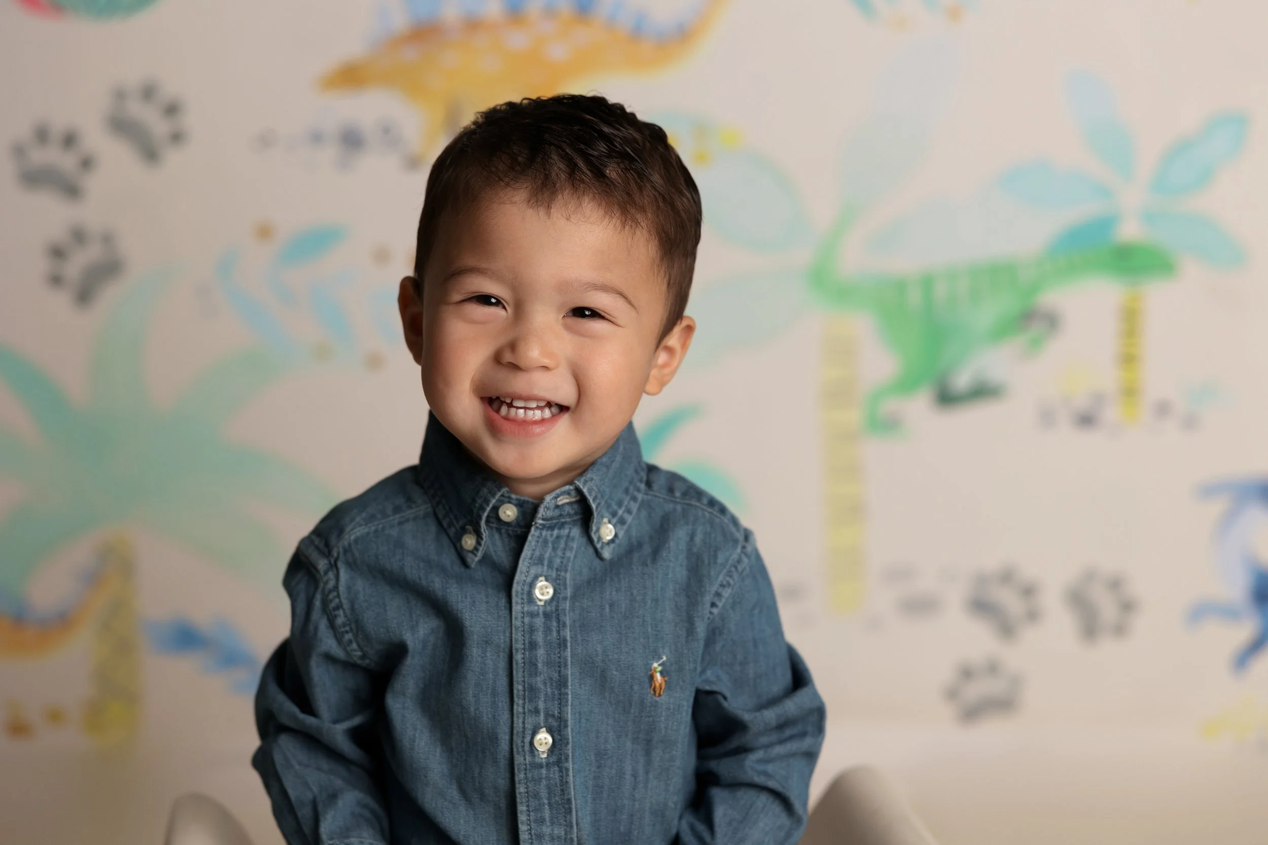 dinosaur themed toddler birthday photoshoot idea