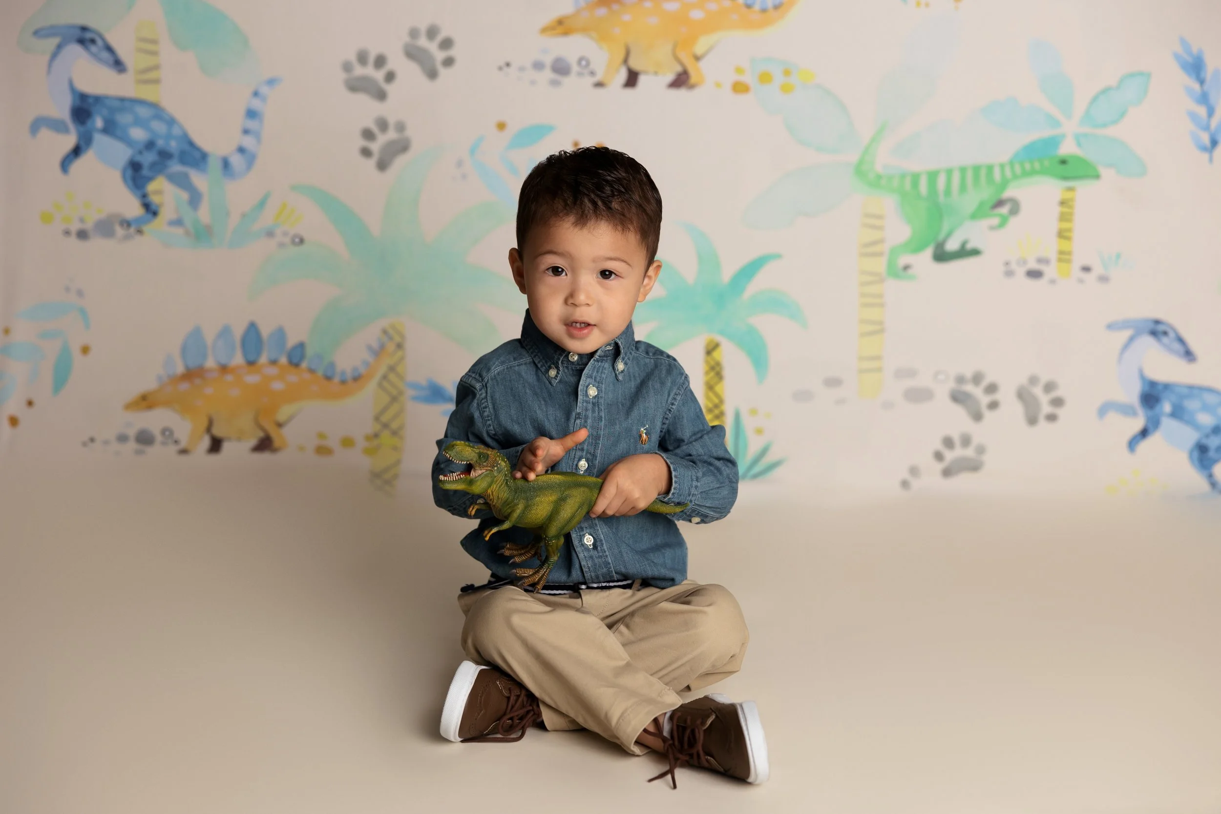 toddler dinosaur mini session playful milestone photography