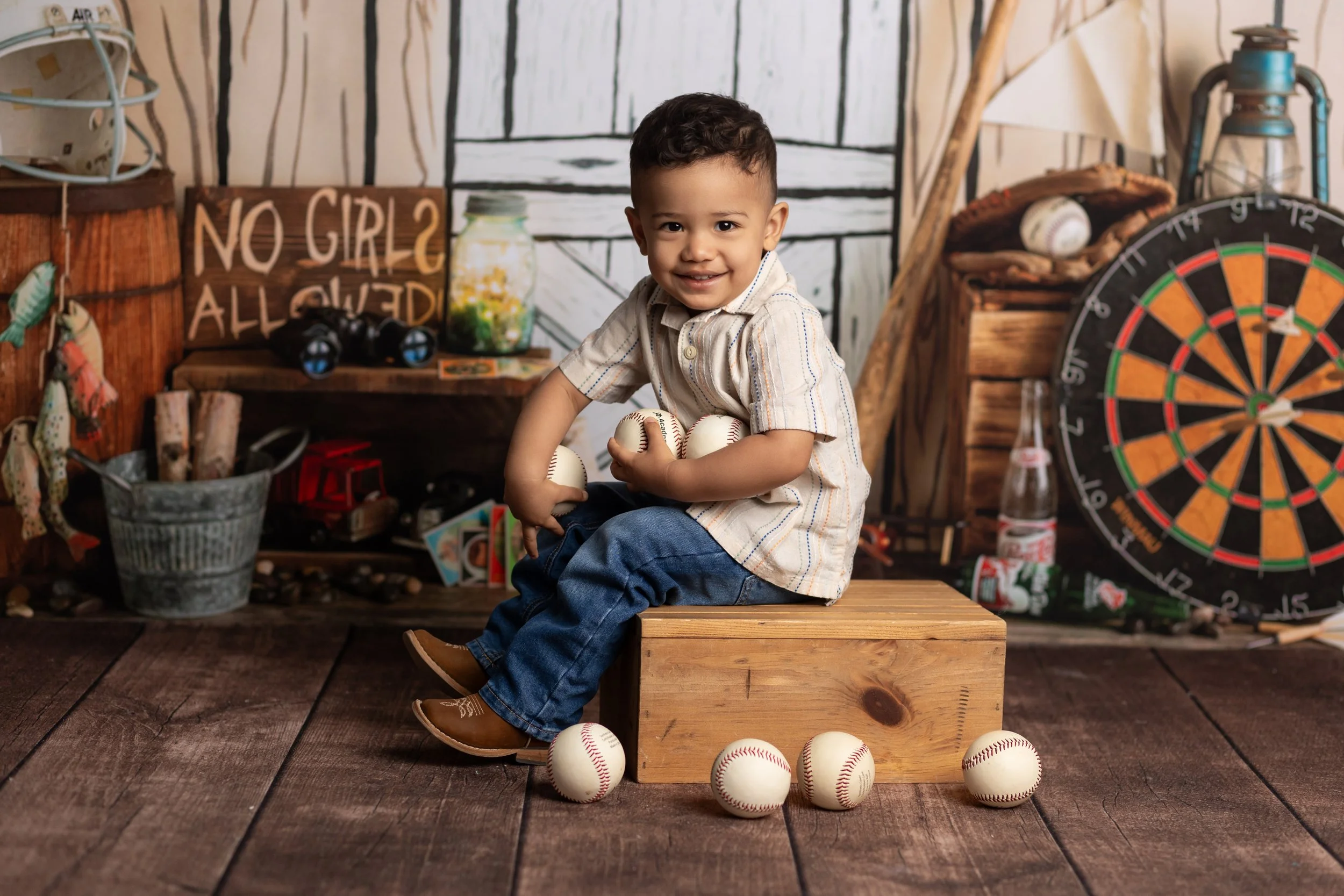 baseball themed toddler birthday photoshoot idea