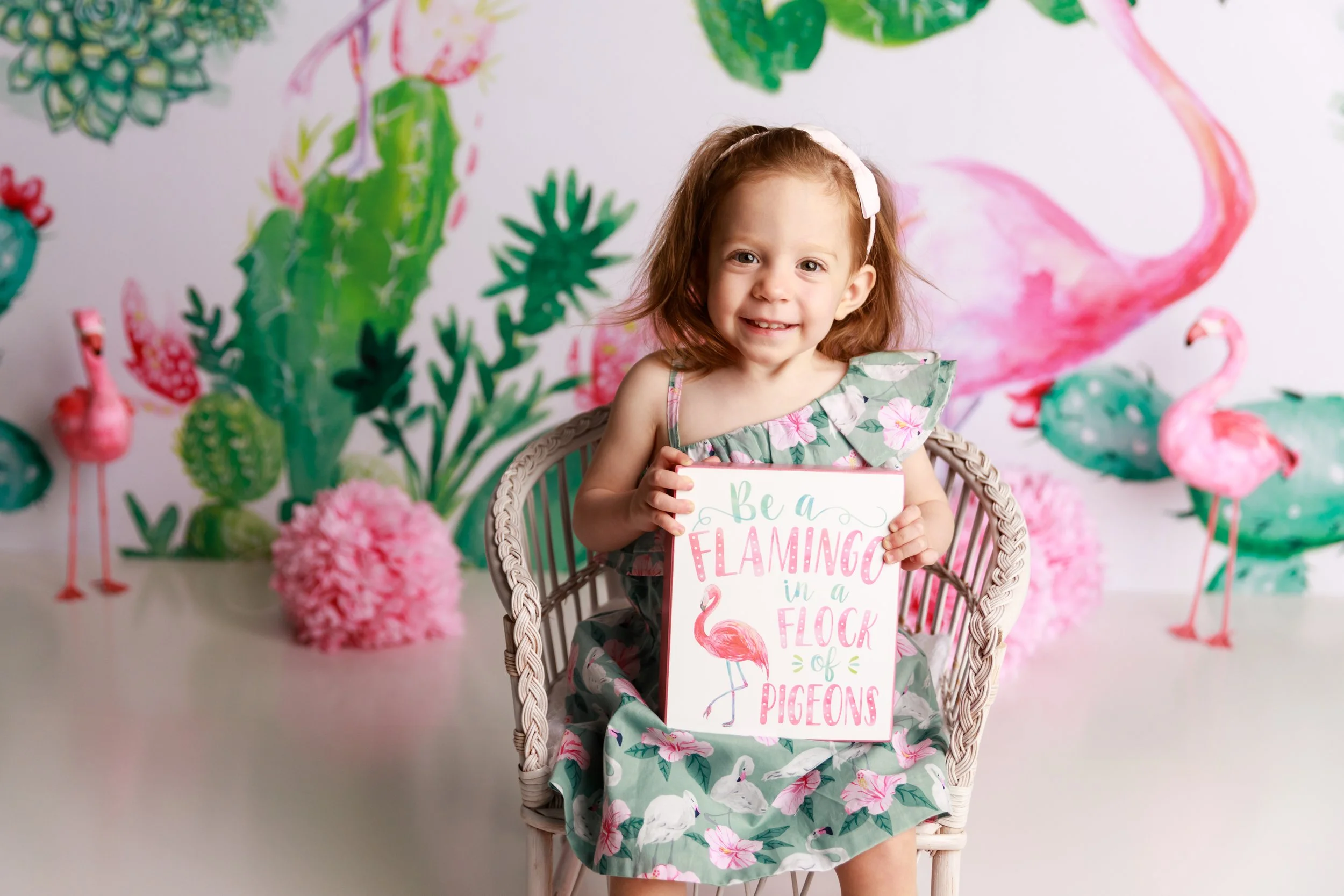 flamingo 2 year old photoshoot toddler milestone session