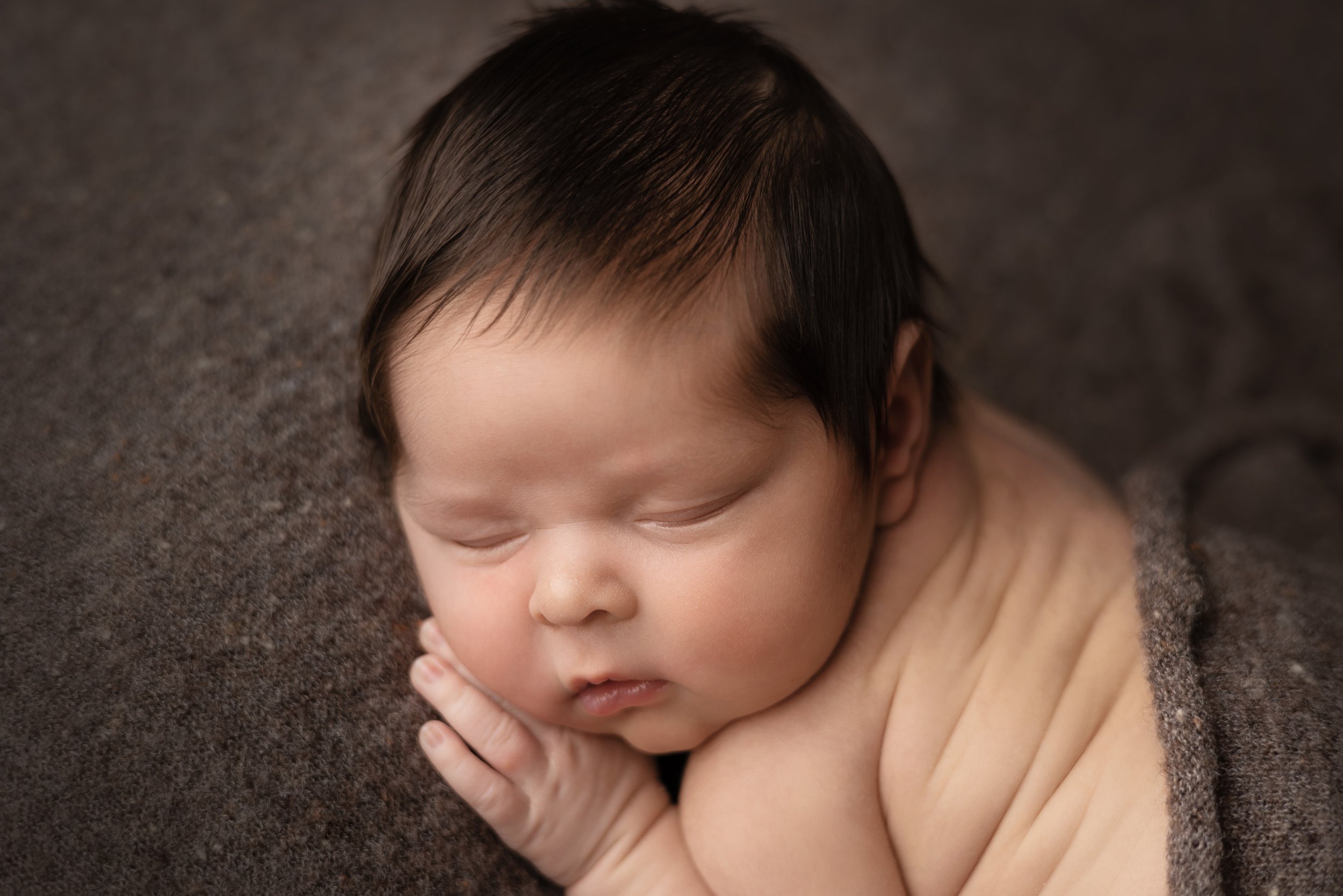 Peaceful Sleeping Newborn Baby Boy Close Up
