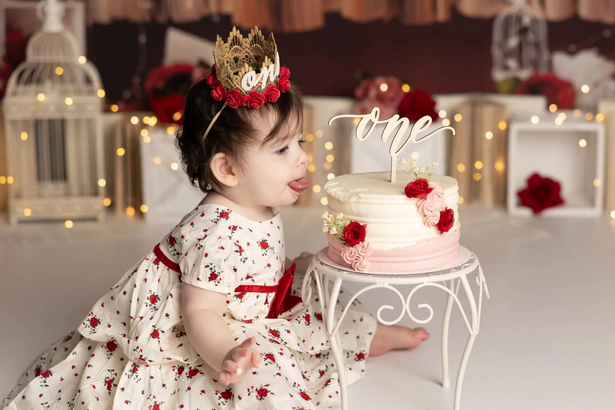 First birthday cake smash photography in Austin with custom themes, soft colors, and playful, personality-filled moments.