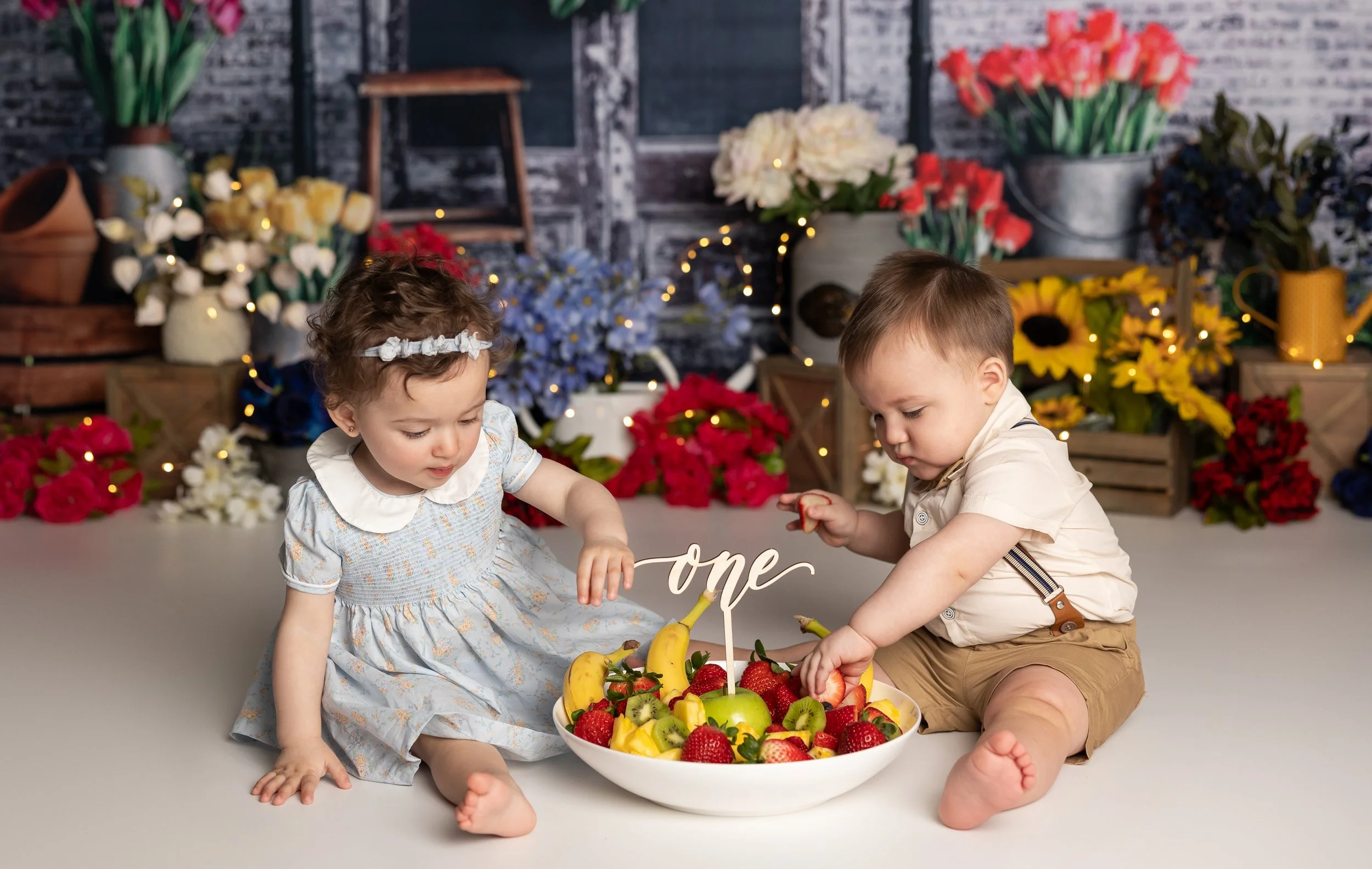 Fruit Bowl First Birthday Smash Session Twins
