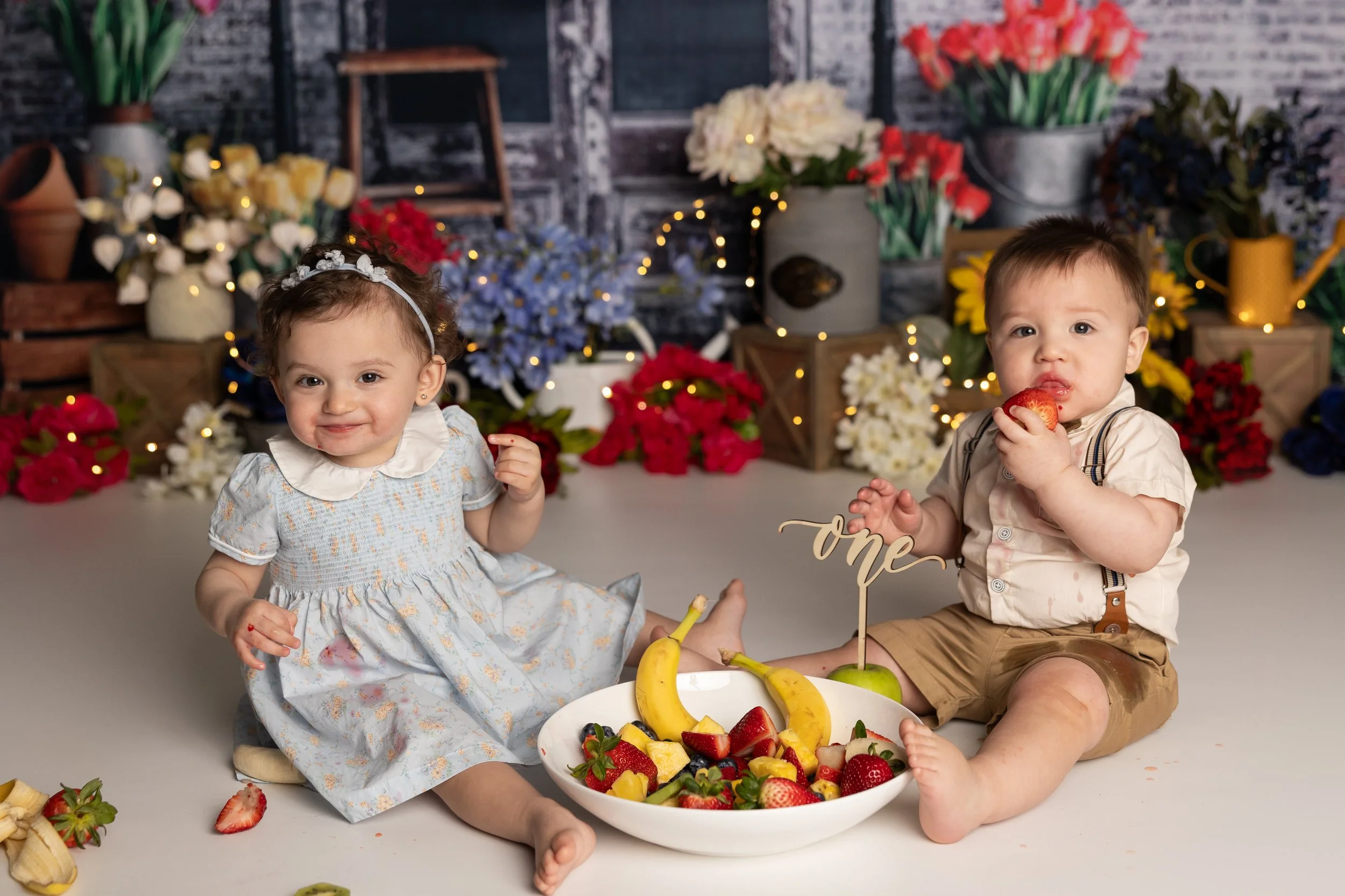 Fruit-Themed One Year Photo Session for Twins