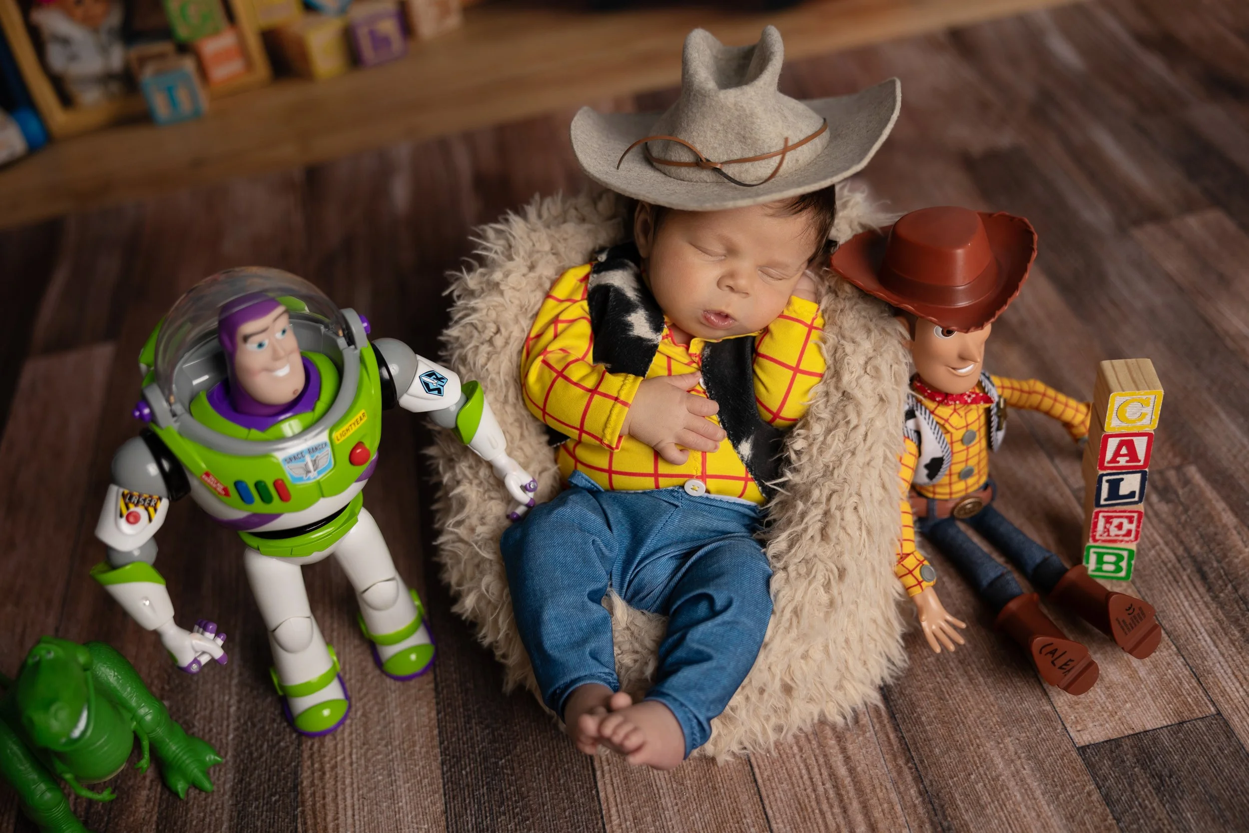 Toy Story-Inspired Newborn Portrait