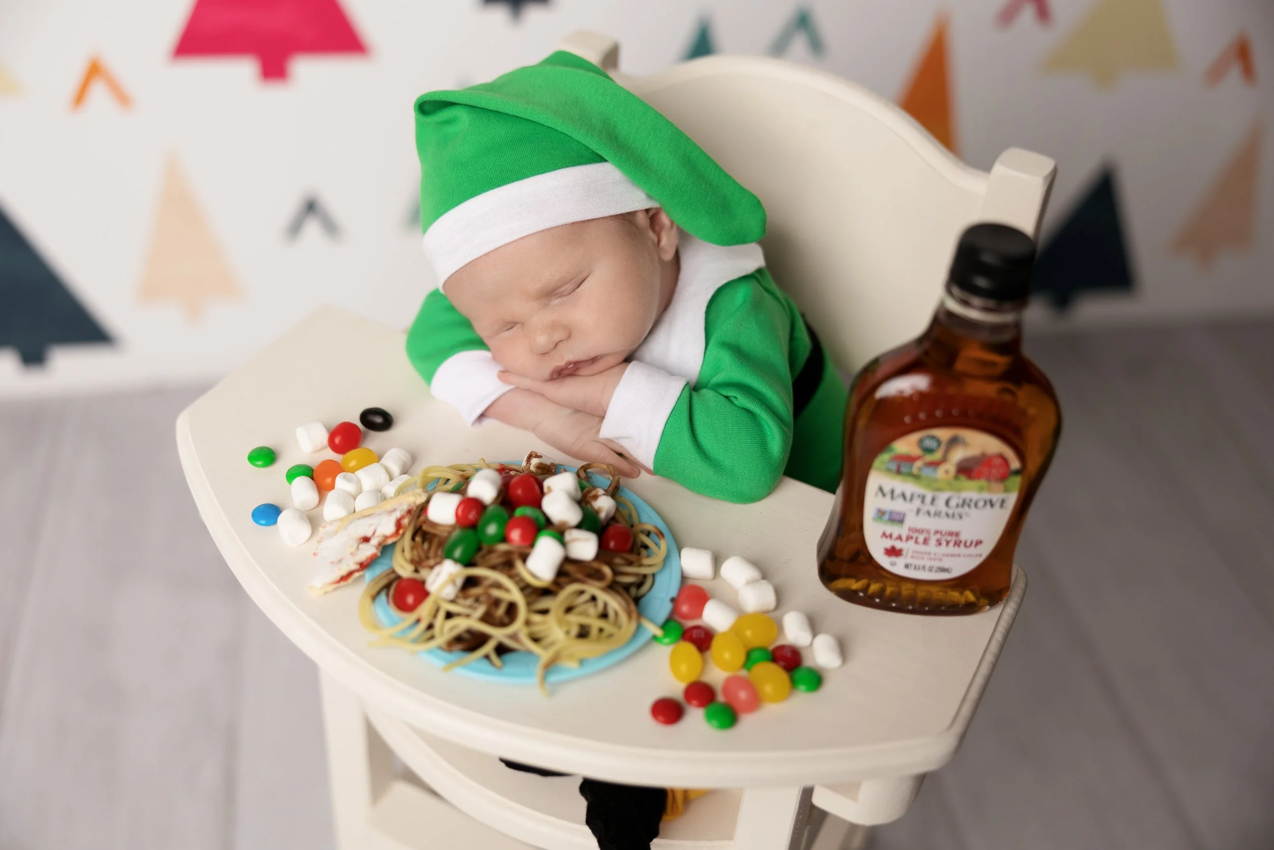 Buddy the Elf-Inspired Christmas Baby Photo
