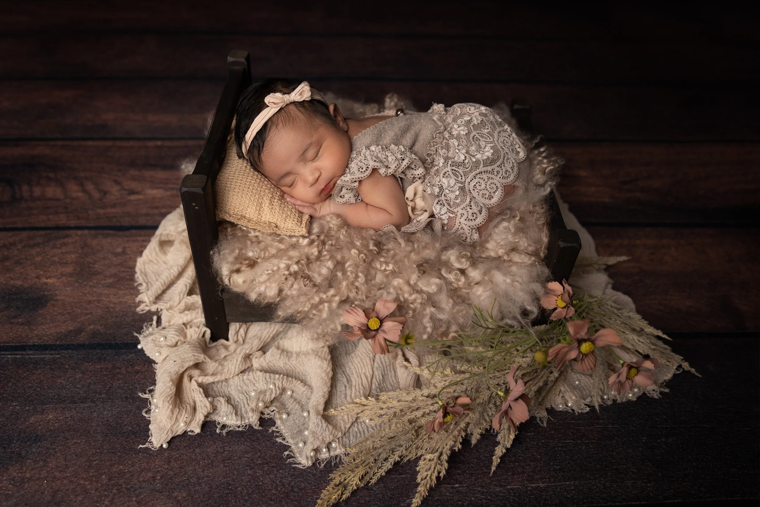 Vintage Lace Newborn Bed Portrait