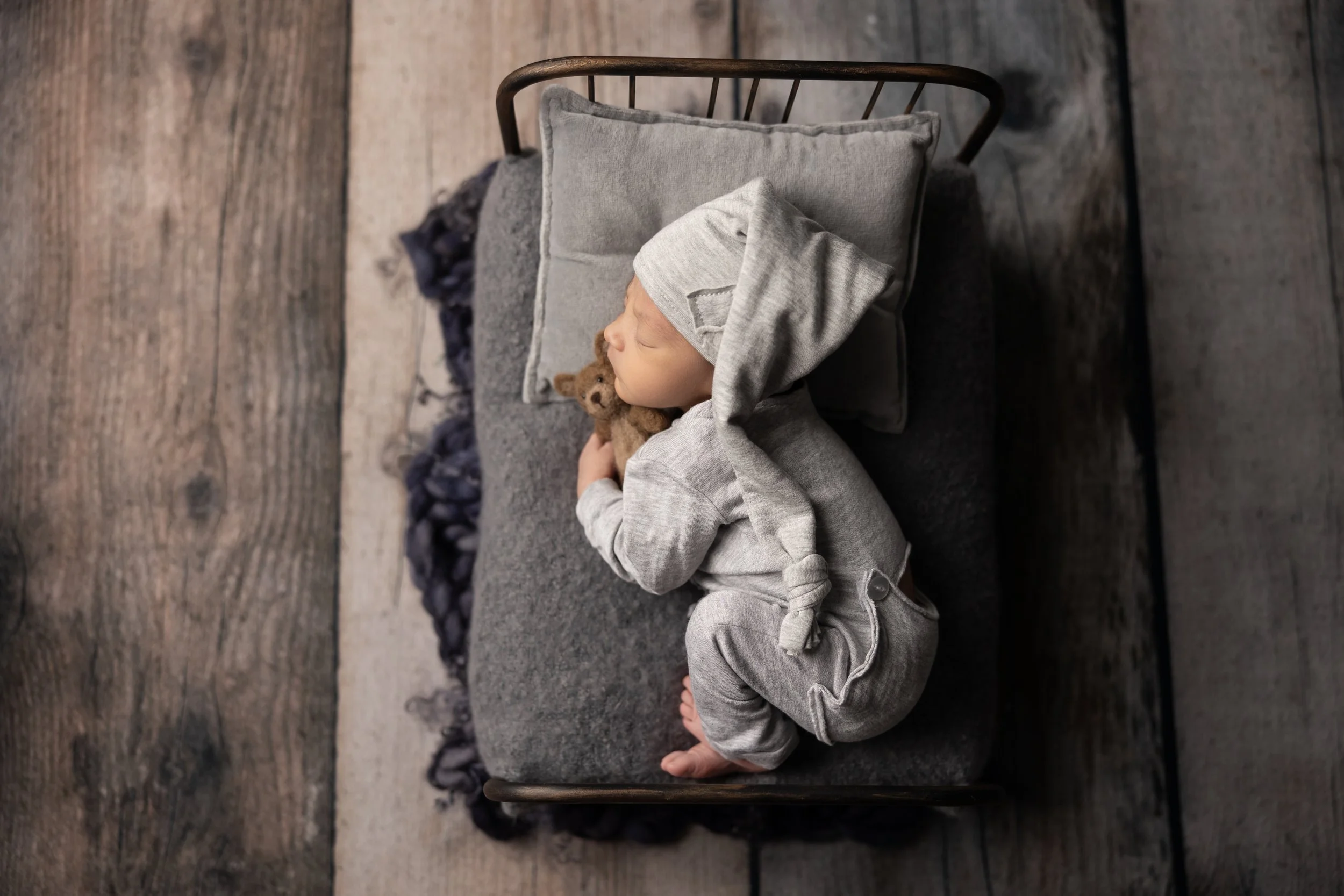 Overhead Newborn Portrait in Gray Knit