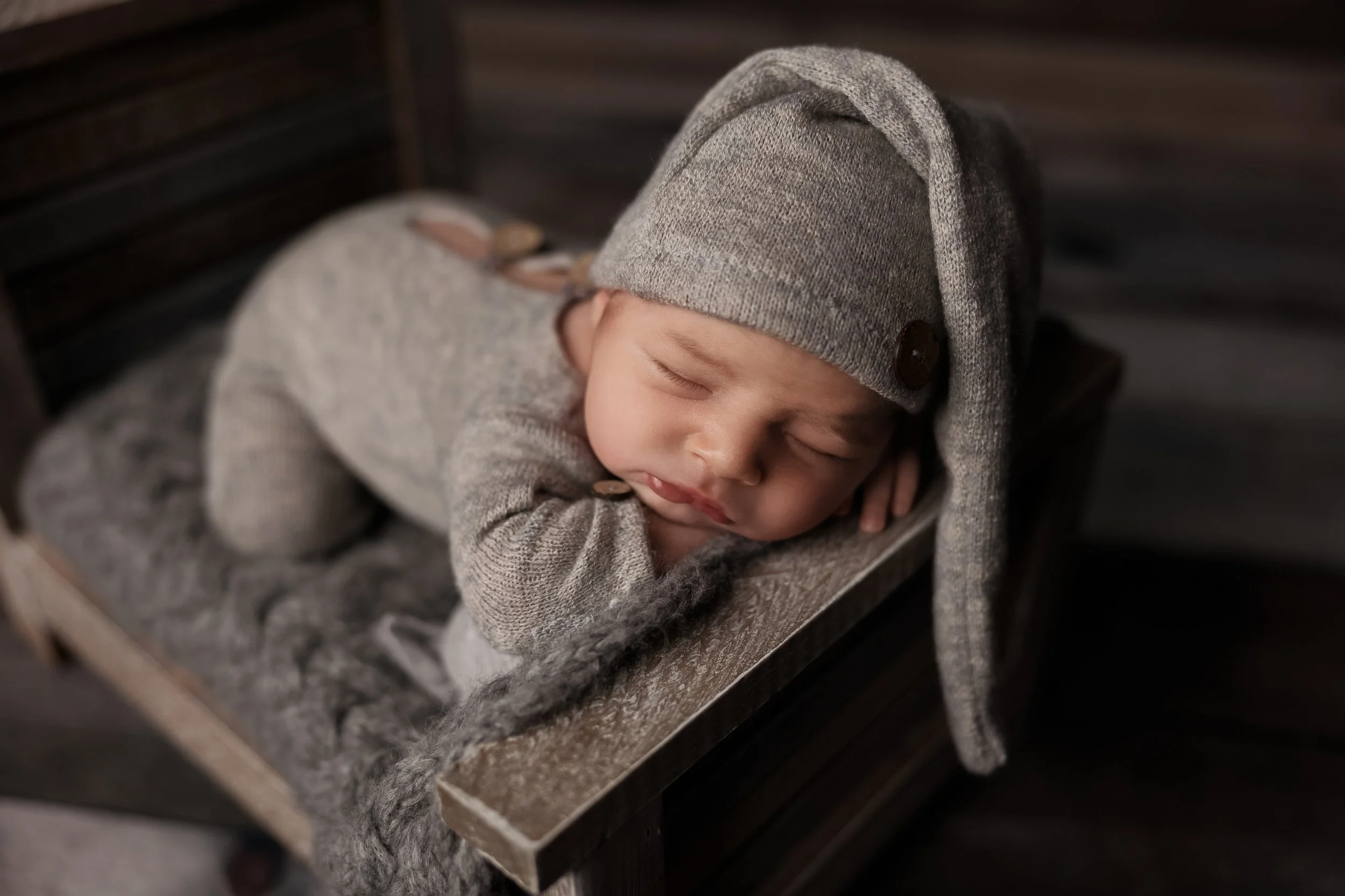 Rustic Newborn Bed Close-Up