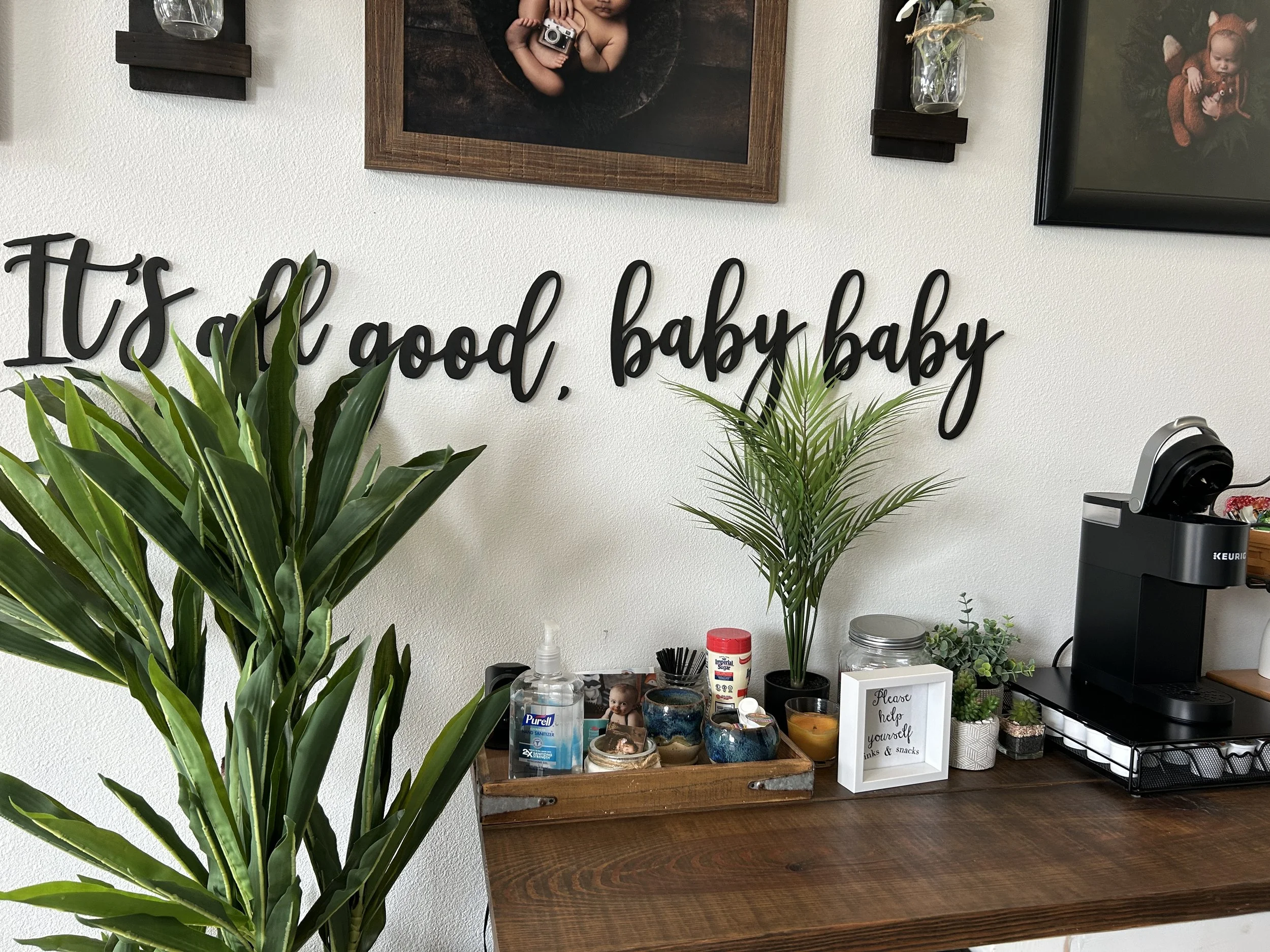 Newborn Photography Studio Coffee &amp; Client Welcome Station