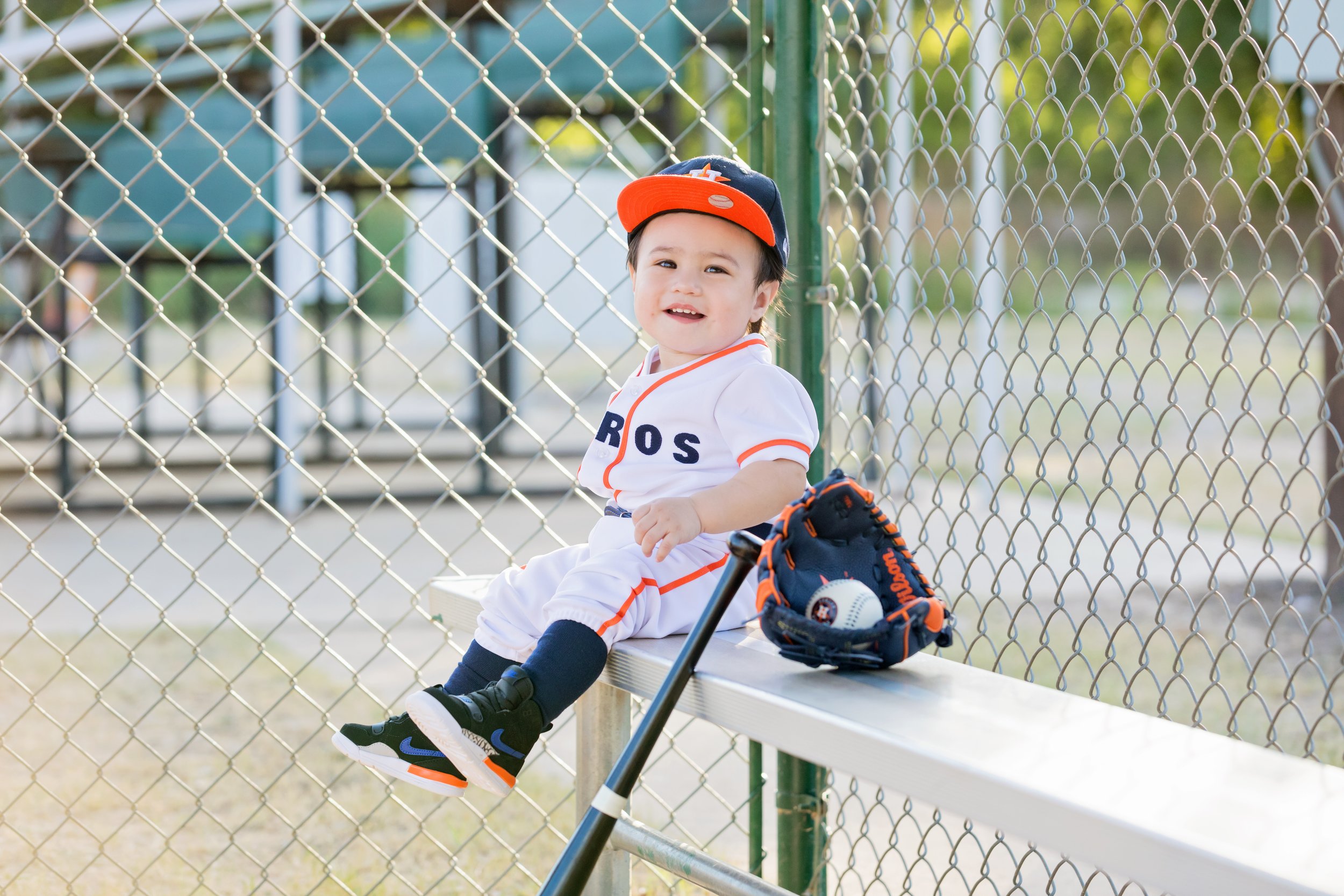 one year old baseball themed outdoor photoshoot Austin TX