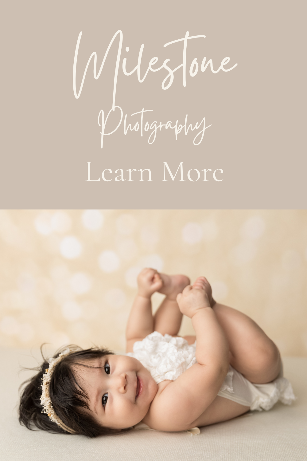 Smiling baby photographed during a milestone photography session at Jessica Doffing Photography studio in Austin, Texas.