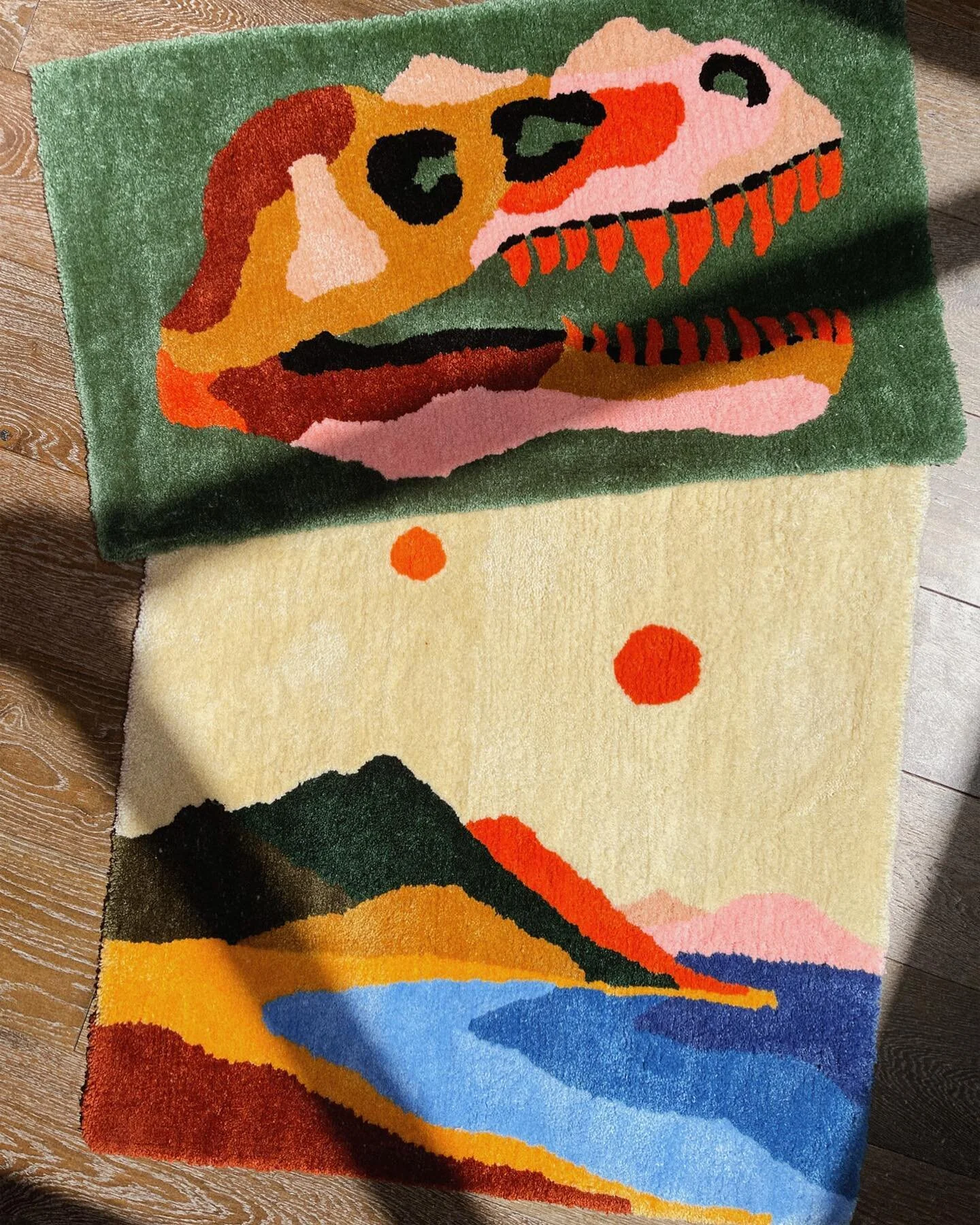 A reason why I love this platform is the opportunity to connect with other creatives. I also love little rugs and so @projectkenchi_ has recreated 2 of my designs into custom handmade rugs! 😊 Stock is super limited with only 5 of each design being m