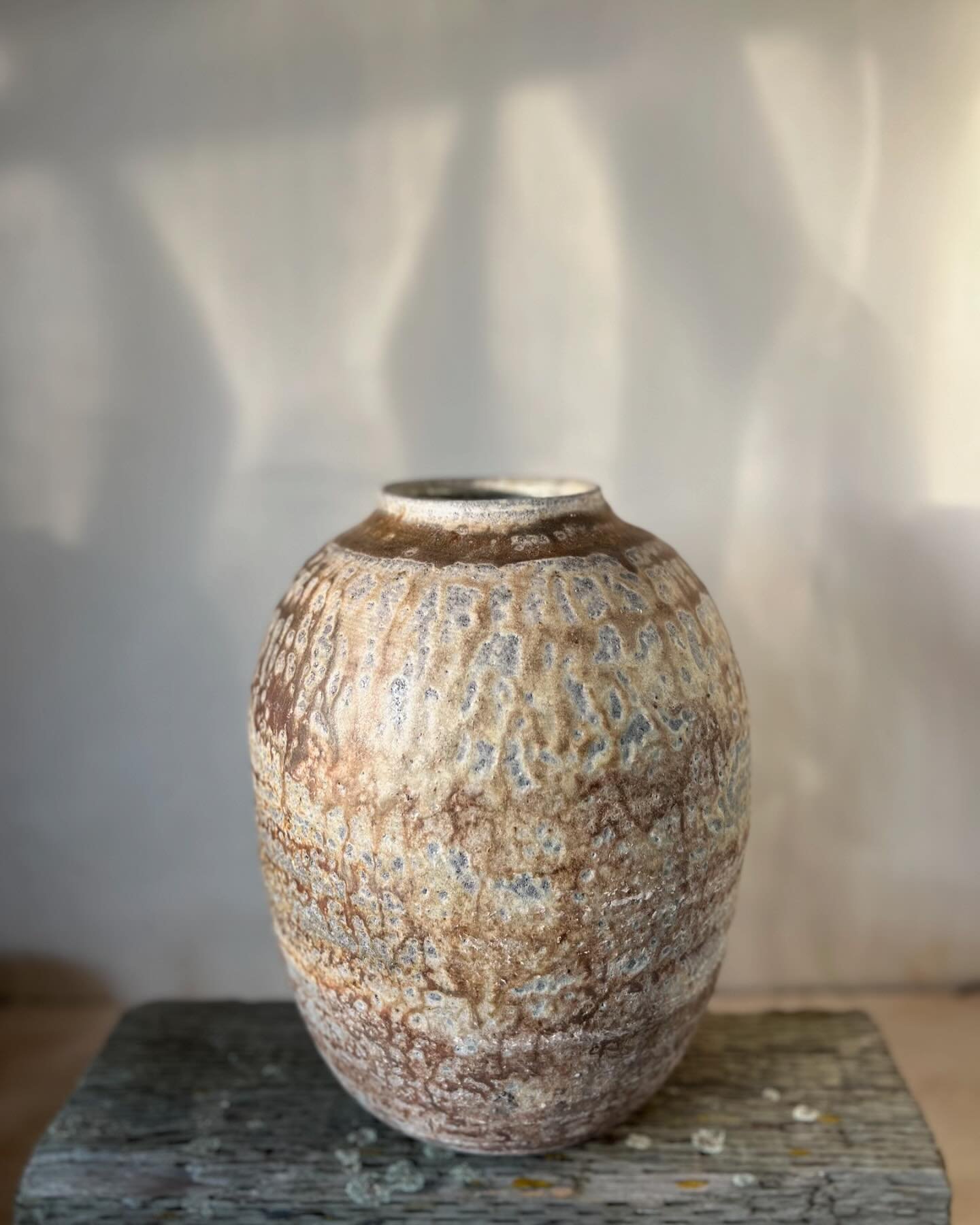 Large wood fired vessel. This pot sat up front in the firebox of the last anagama firing, lots of color and ash on this piece. 
.
.
.
.
.
#woodfired #reductioncoooled #handmade #wufar #vessel #handmade