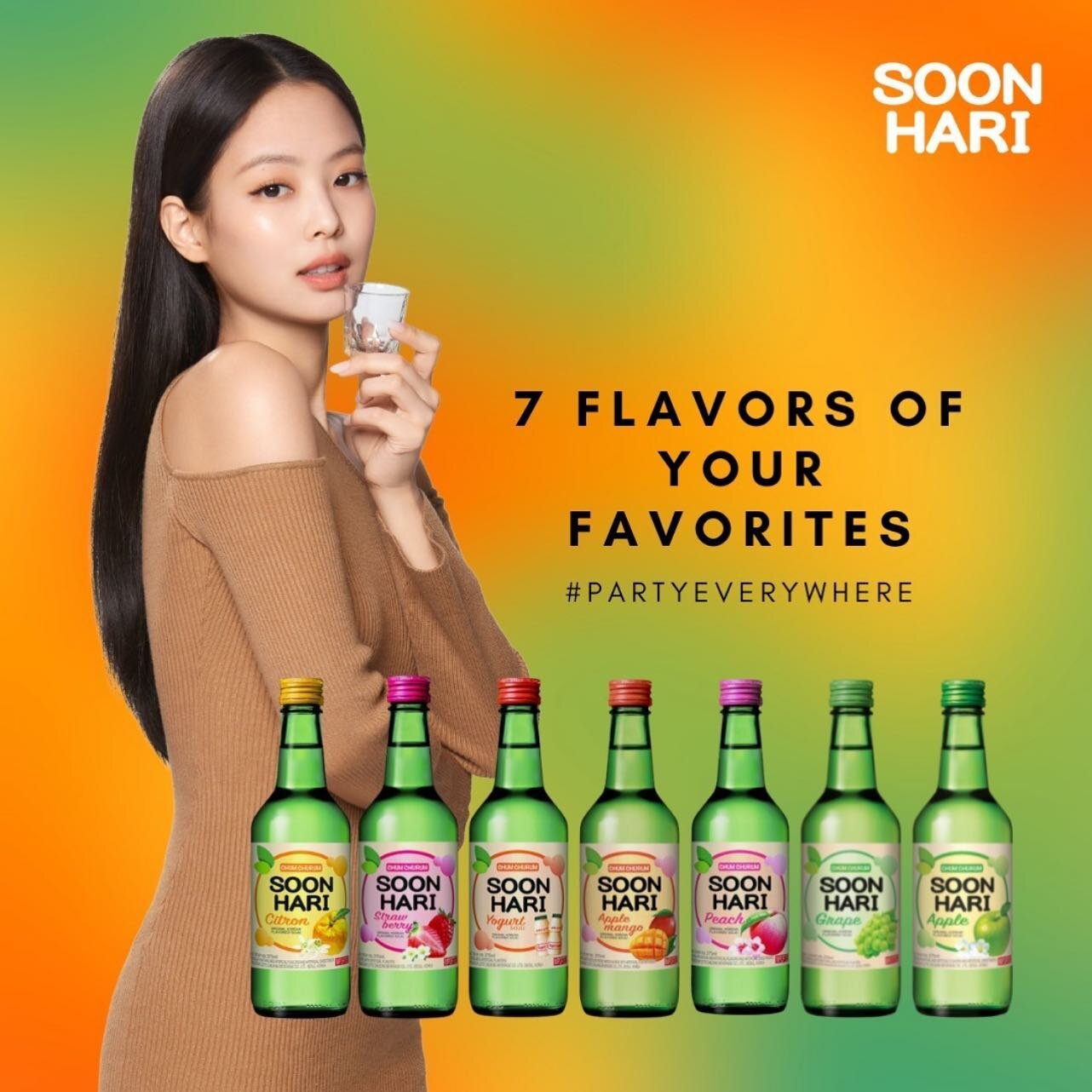 Don&rsquo;t know which one to pick? 
Pick them all and bring a little flavor to the party✨💖🪩

Check the closest Asian grocery stores and local liquor stores for the various flavors of SOONHARI!🥂

Cheers to your happy hour with @jennierubyjane x SO
