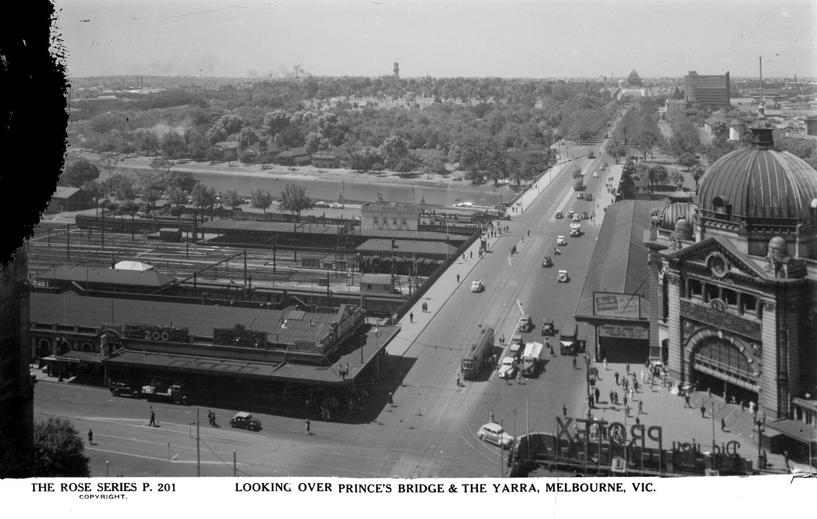 Looking Over Prince's Bridge & The Yarra, Melbourne 1950s