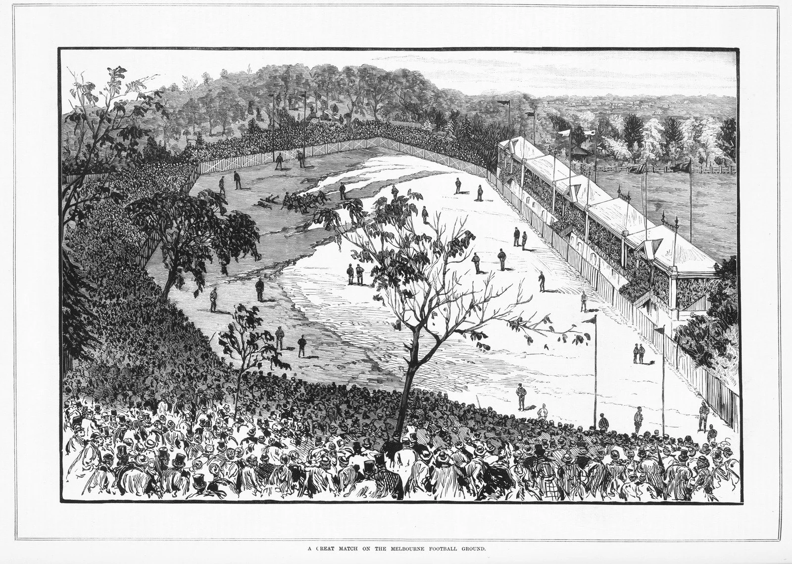 A great match on the Melbourne football ground 1893