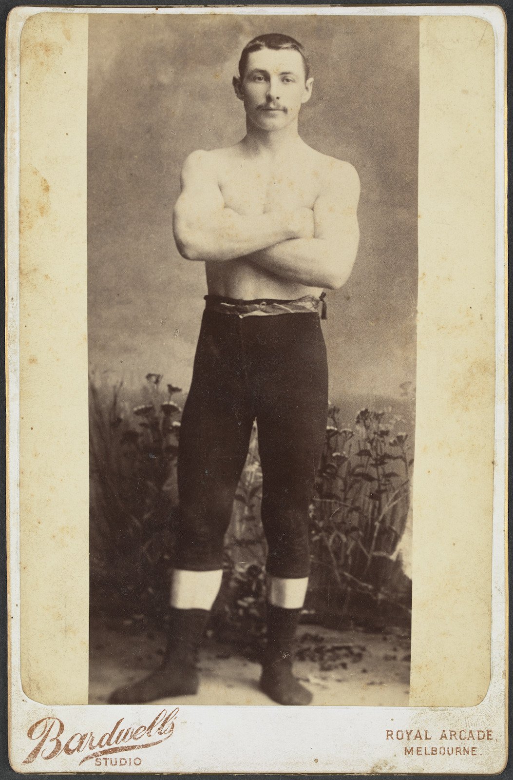Unidentified young man dressed for boxing 1888