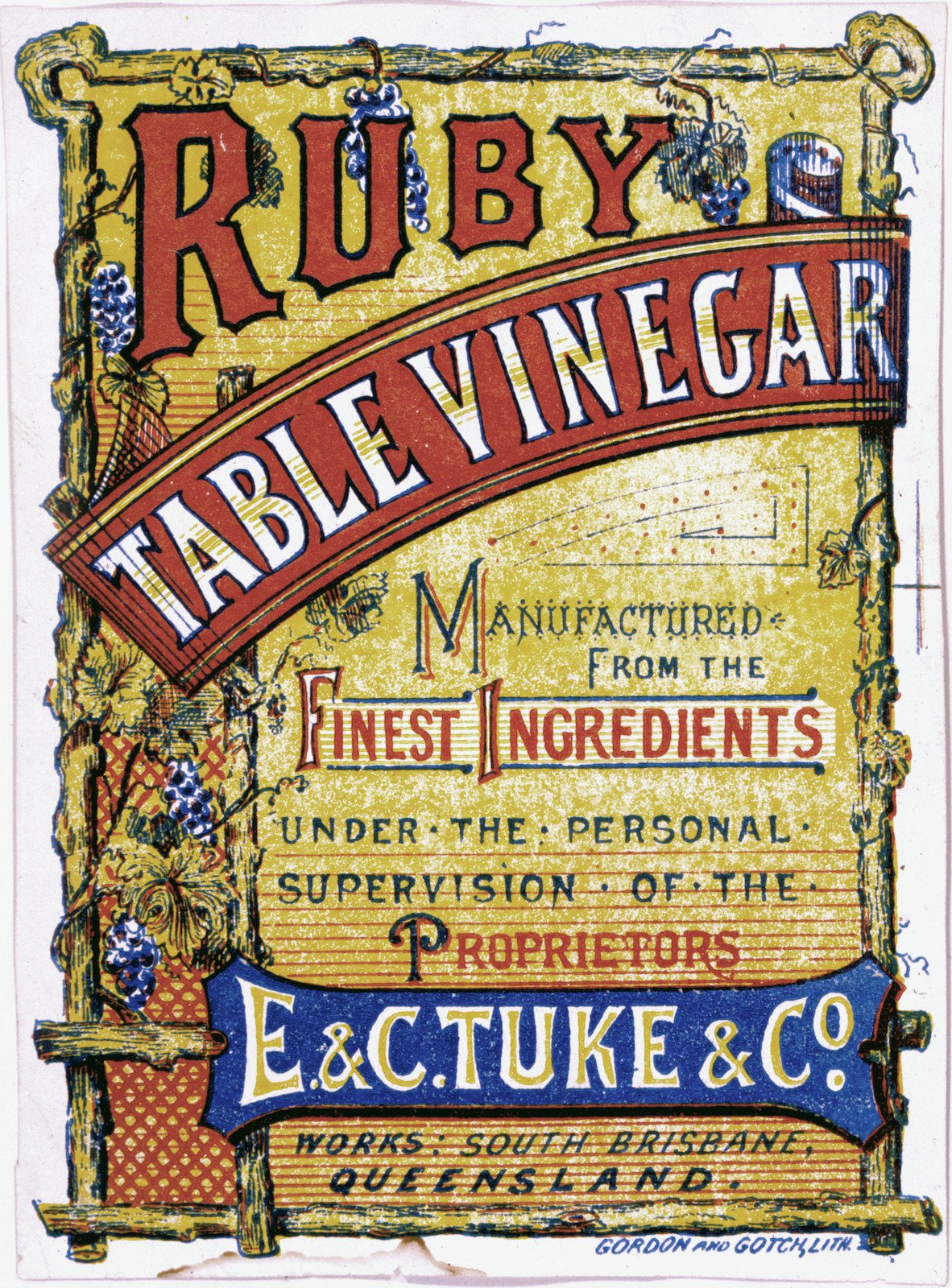 Ruby Table Vinegar label 1890-1910