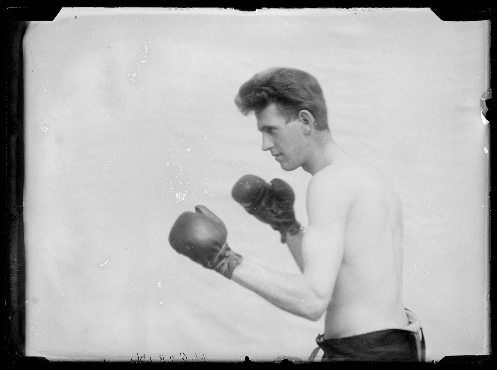 Portrait of man boxing, possibly Harold Gorin 1921