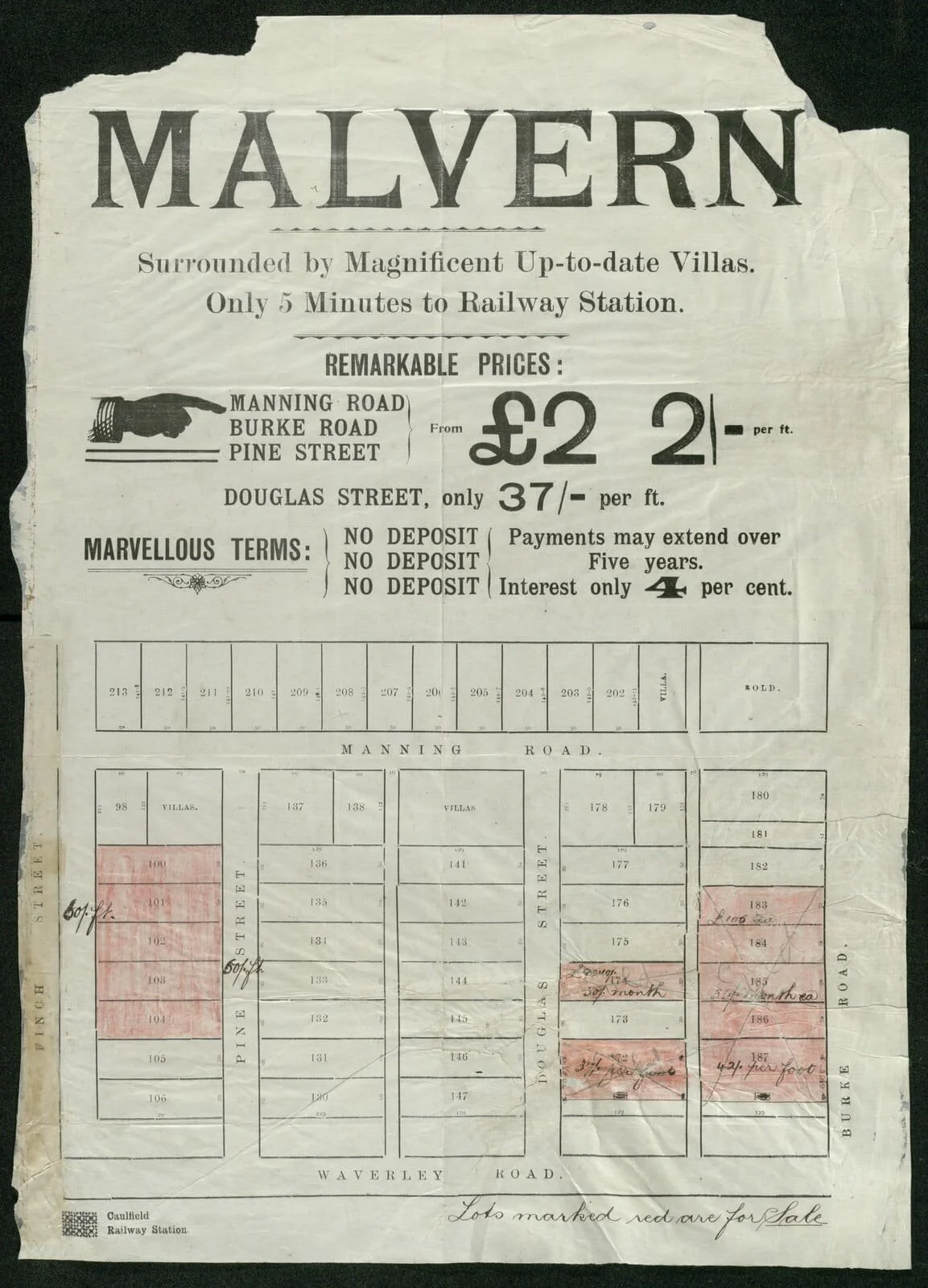 Manning Road -- Burke Road -- Waverley Road -- Pine Street -- Douglas Street. 1860-80