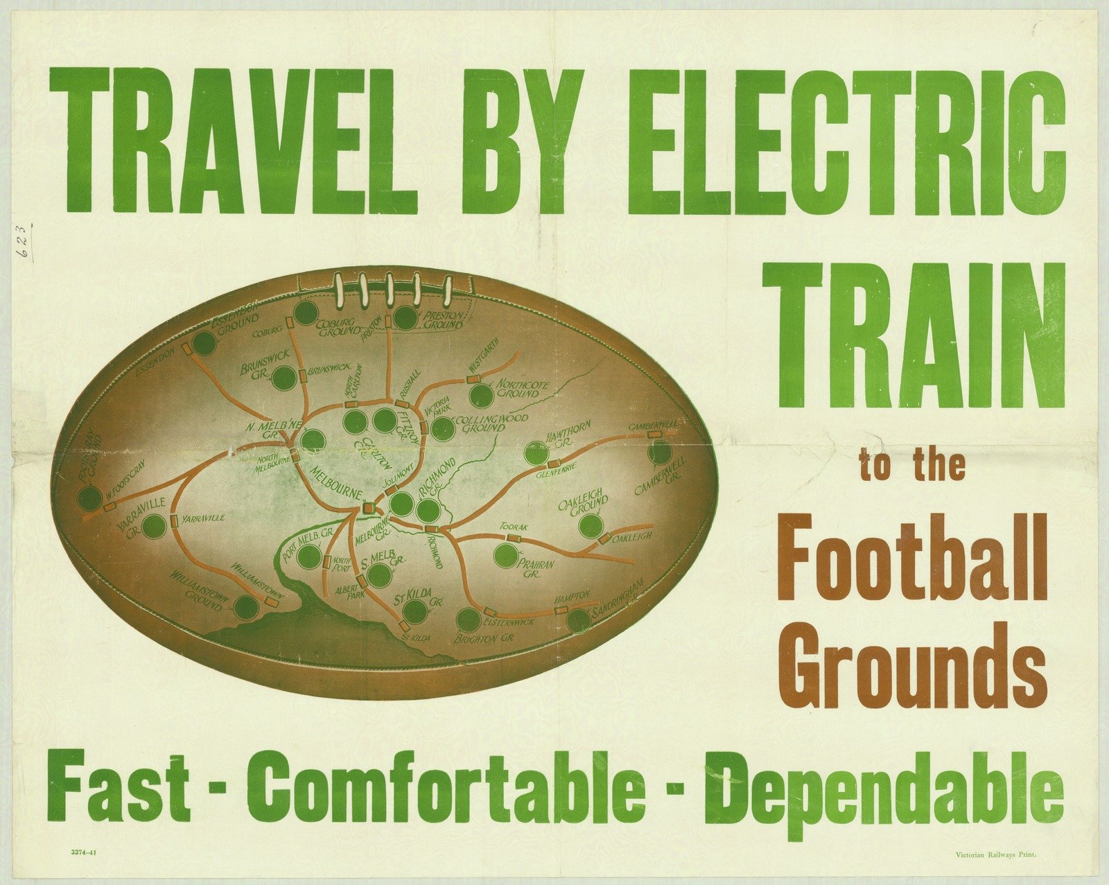 Travel by electric train to the football grounds 1935