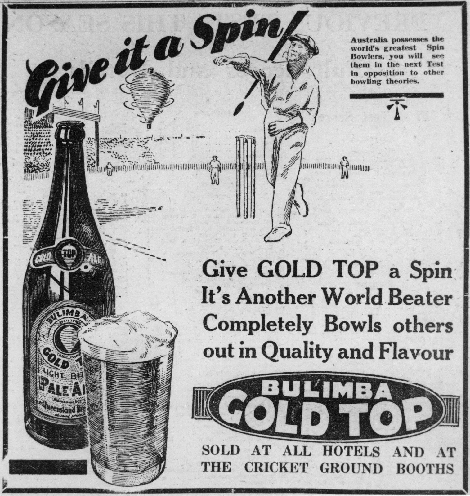 Advertisement for Bulimba Gold Top beer Queensland 1932