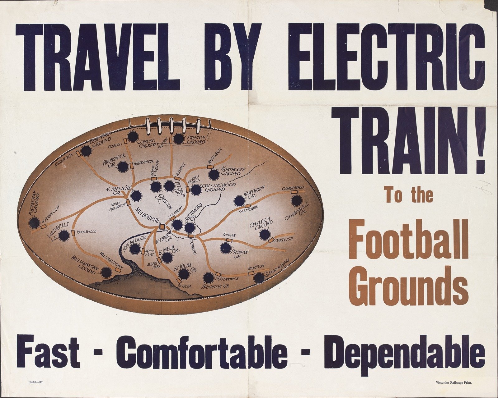 Travel by electric train! To the football grounds 1937